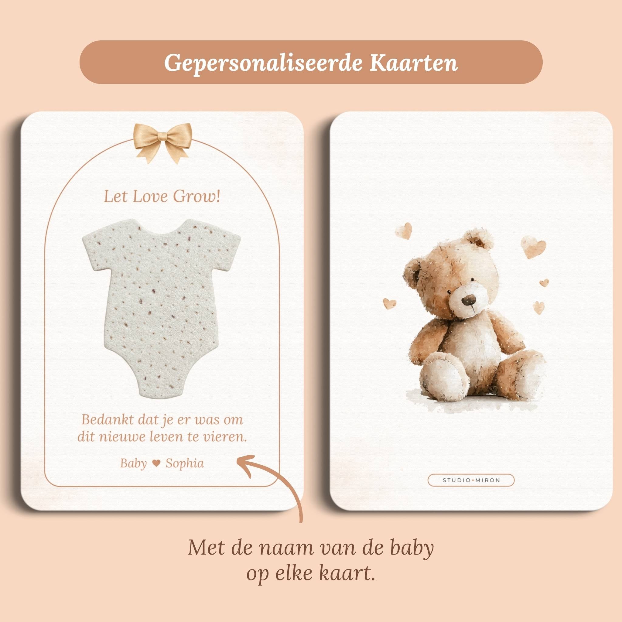 Kraamcadeau Zaadpapier Rompertje | Boho Beige met Beertje