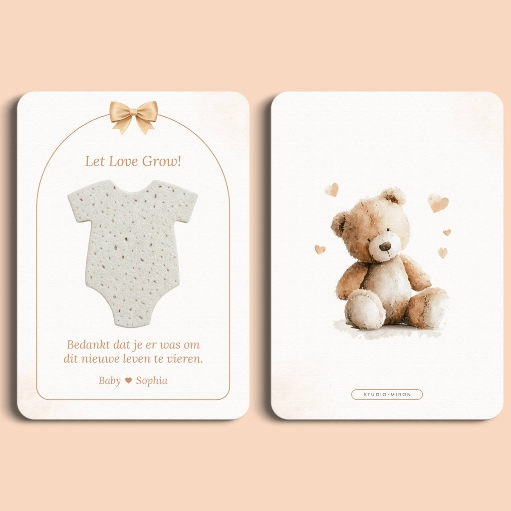 Kraamcadeau Zaadpapier Rompertje | Boho Beige met Beertje