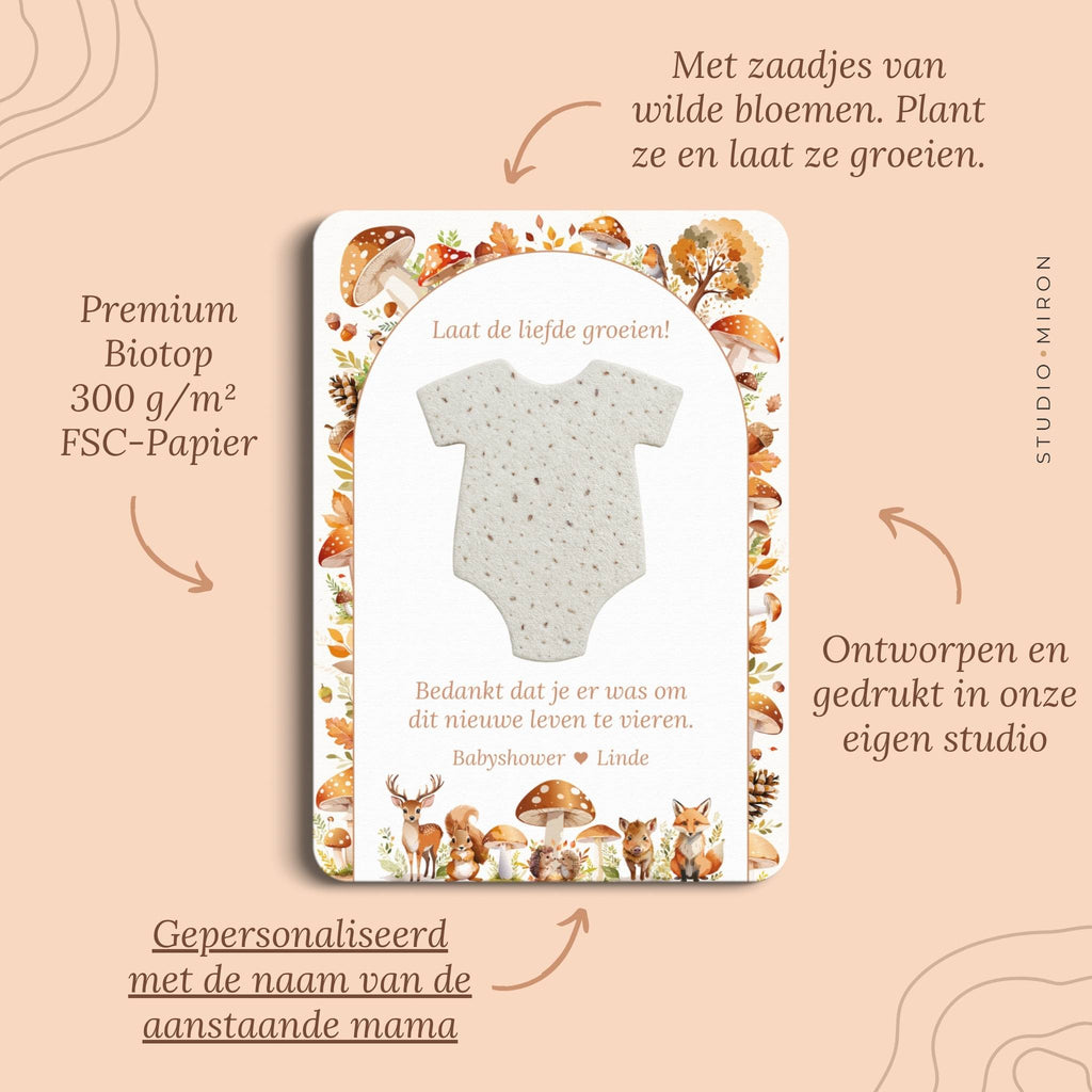 Zaadpapier Rompertje Cadeau | Bosdieren