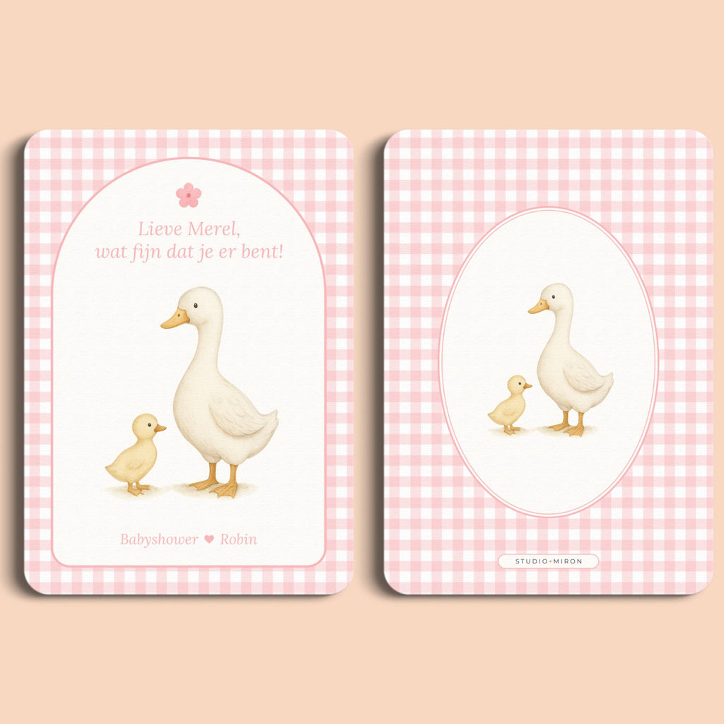 Mini Welkomstbord A6 - Naamkaart | Gingham Roze