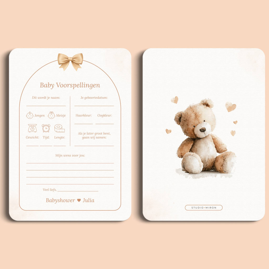 Cartes Baby Shower à Remplir – Prédictions pour Bébé | Nœud Boho