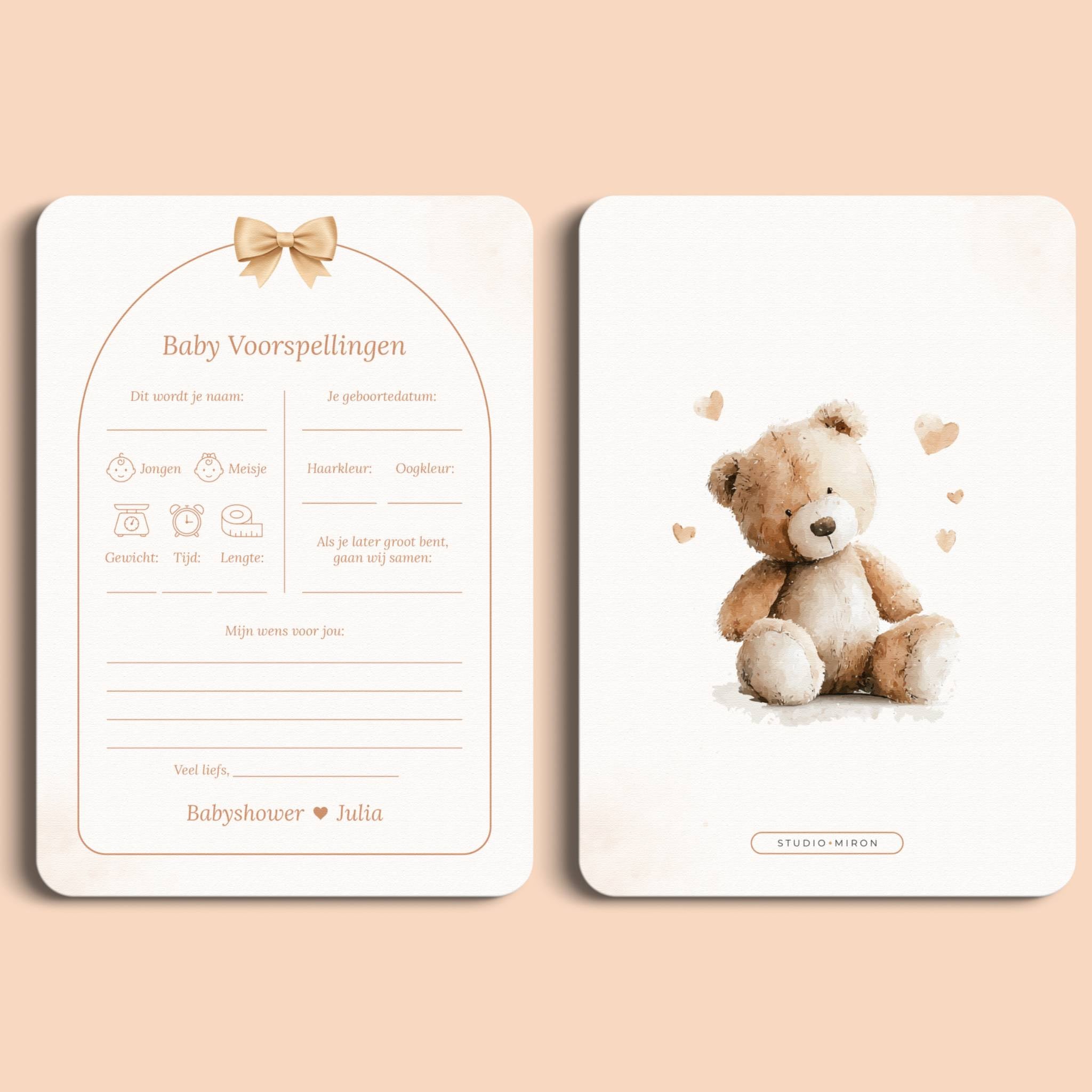 Cartes Baby Shower à Remplir – Prédictions pour Bébé | Nœud Boho