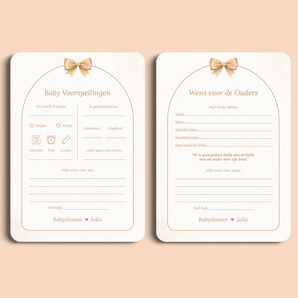 Set de Cartes Baby Shower à Remplir | Nœud Boho