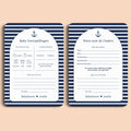 Babyshower invulkaarten Pakket in Navy Blue stijl, inclusief diverse spellen en wensenkaarten, gepersonaliseerd met naam – Studio Miron