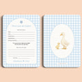 Babyshower invulkaarten wens voor de ouders gingham blauw voor en achter Studio Miron