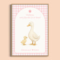 Babyshower poster welkomstposter gingham roze gepersonaliseerd Studio Miron