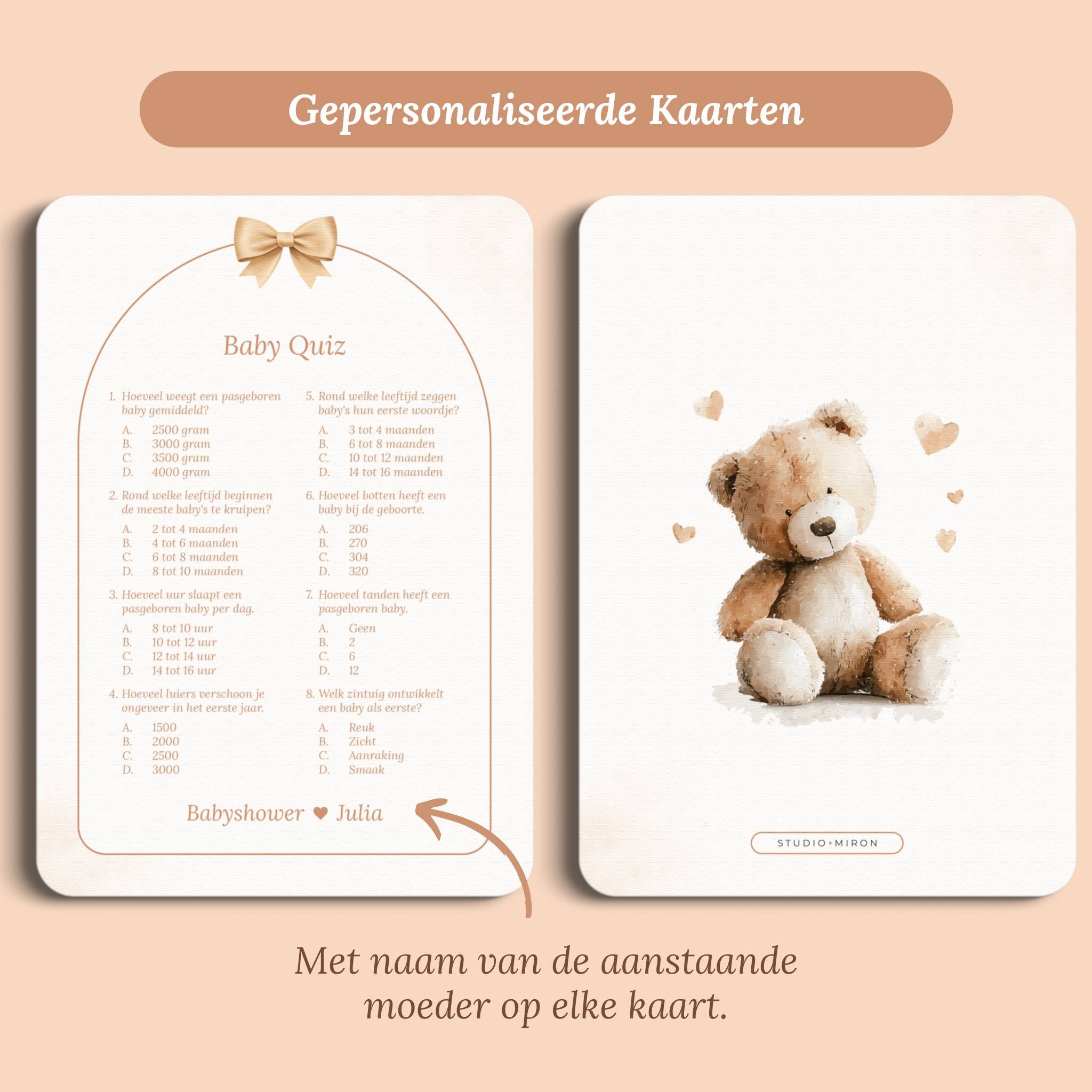 Jeu Baby Shower – Baby Quiz | Nœud Boho