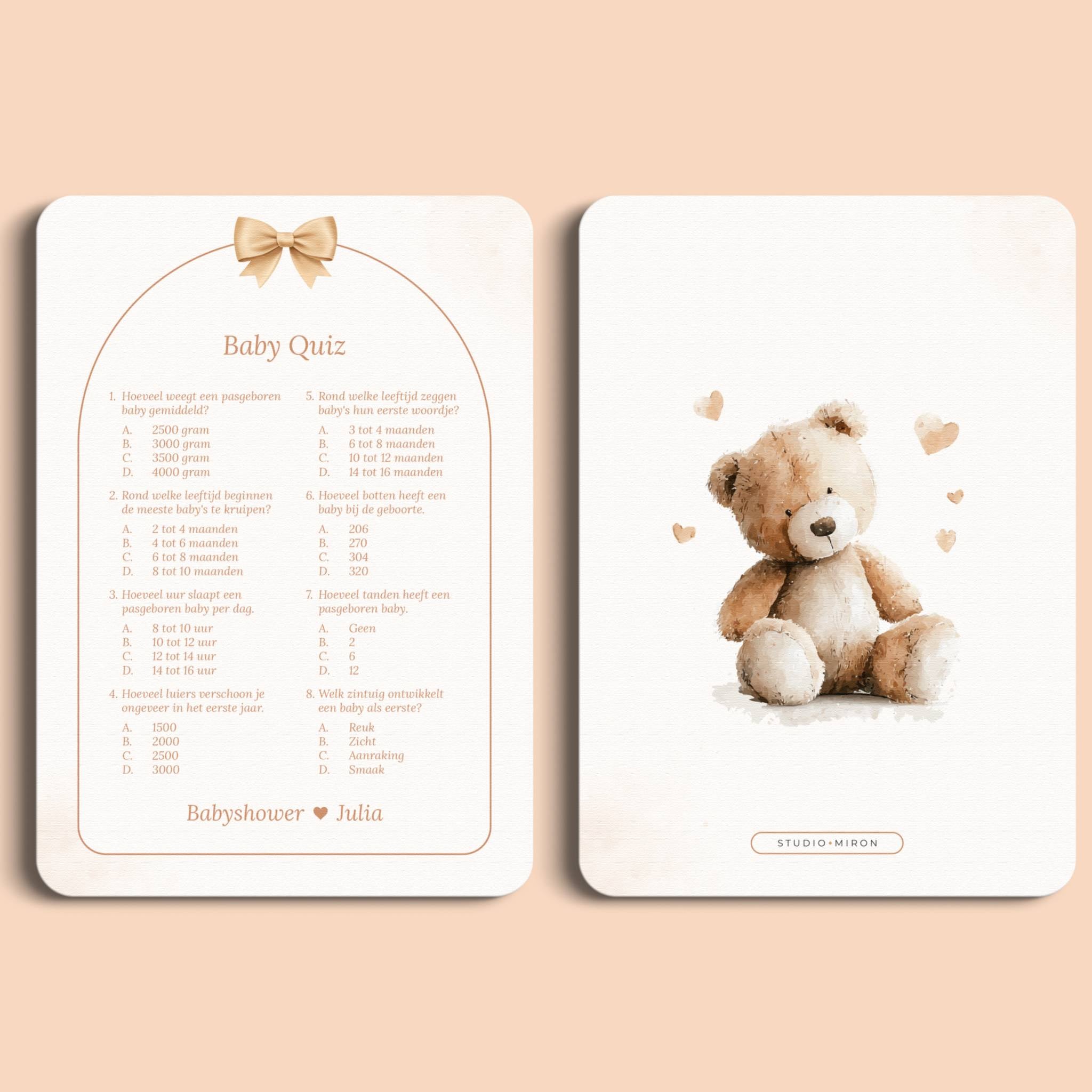 Jeu Baby Shower – Baby Quiz | Nœud Boho