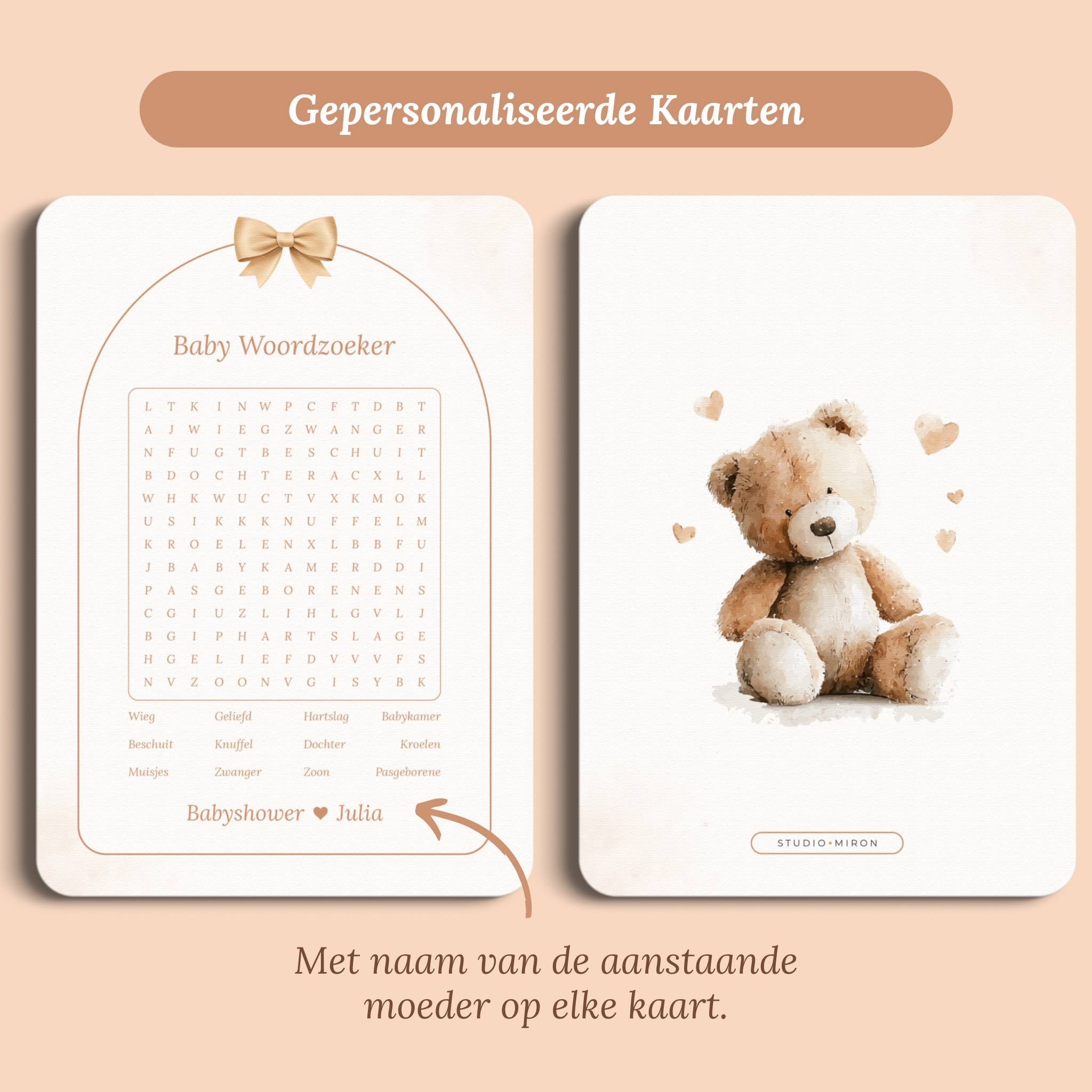 Jeu Baby Shower – Mots Mêlés | Nœud Boho
