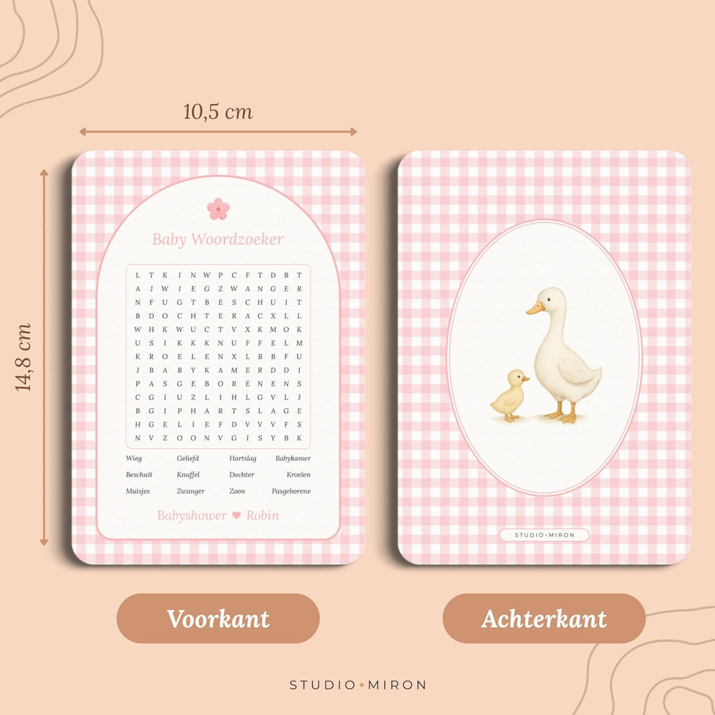 Baby Woordzoeker | Gingham Roze