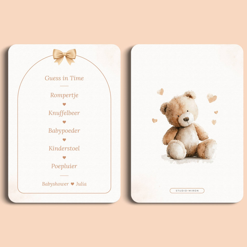 Jeu Baby Shower – Guess in Time | Nœud Boho