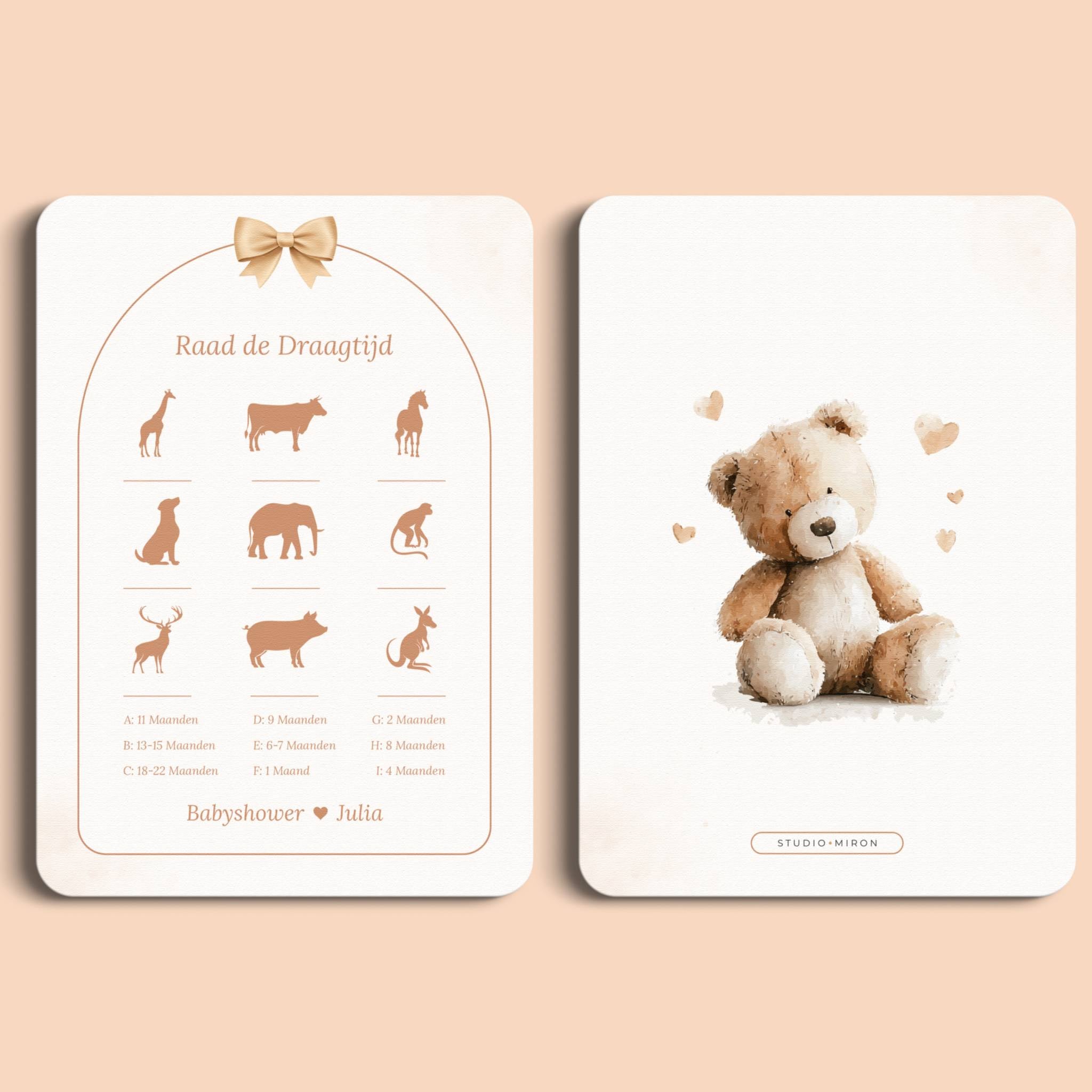 Jeu Baby Shower – Devine la Gestation | Nœud Boho