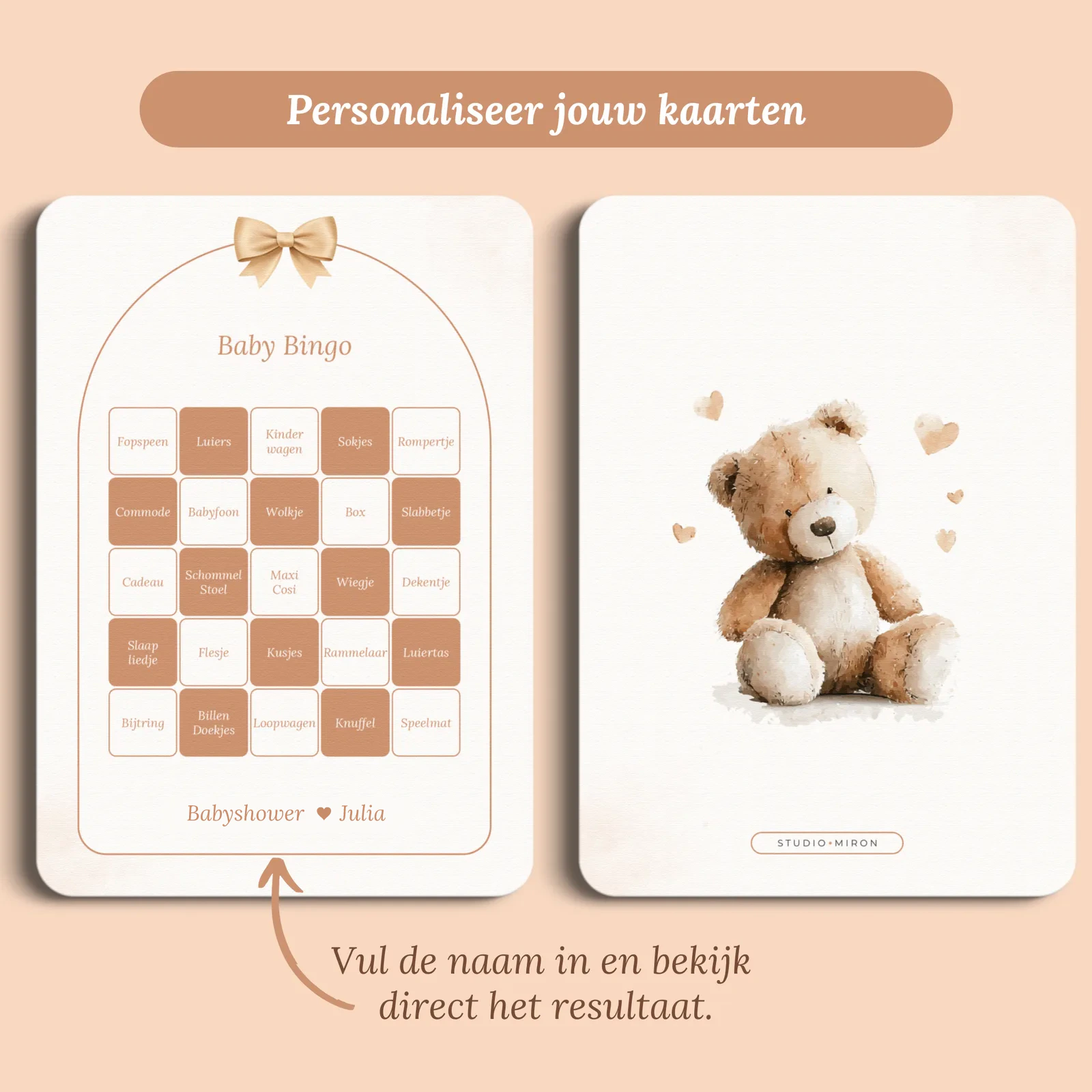 Aperçu de la carte avec le prénom que vous saisissez