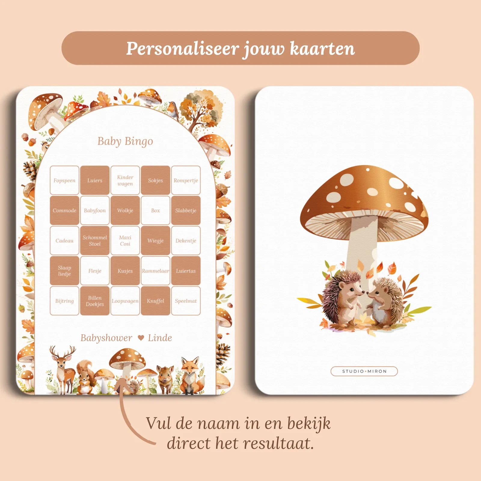 Aperçu de la carte avec le prénom que vous saisissez