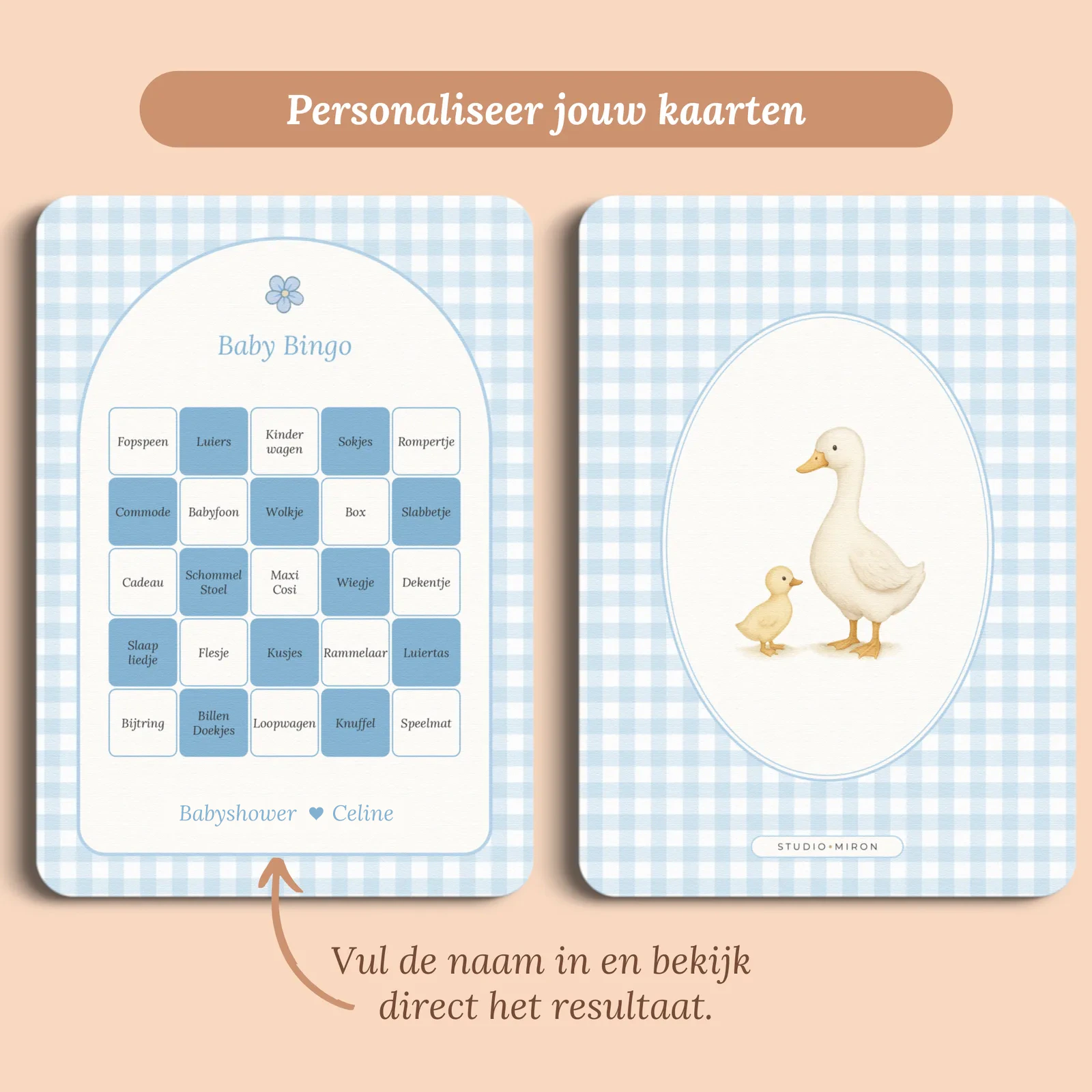 Aperçu de la carte avec le prénom que vous saisissez