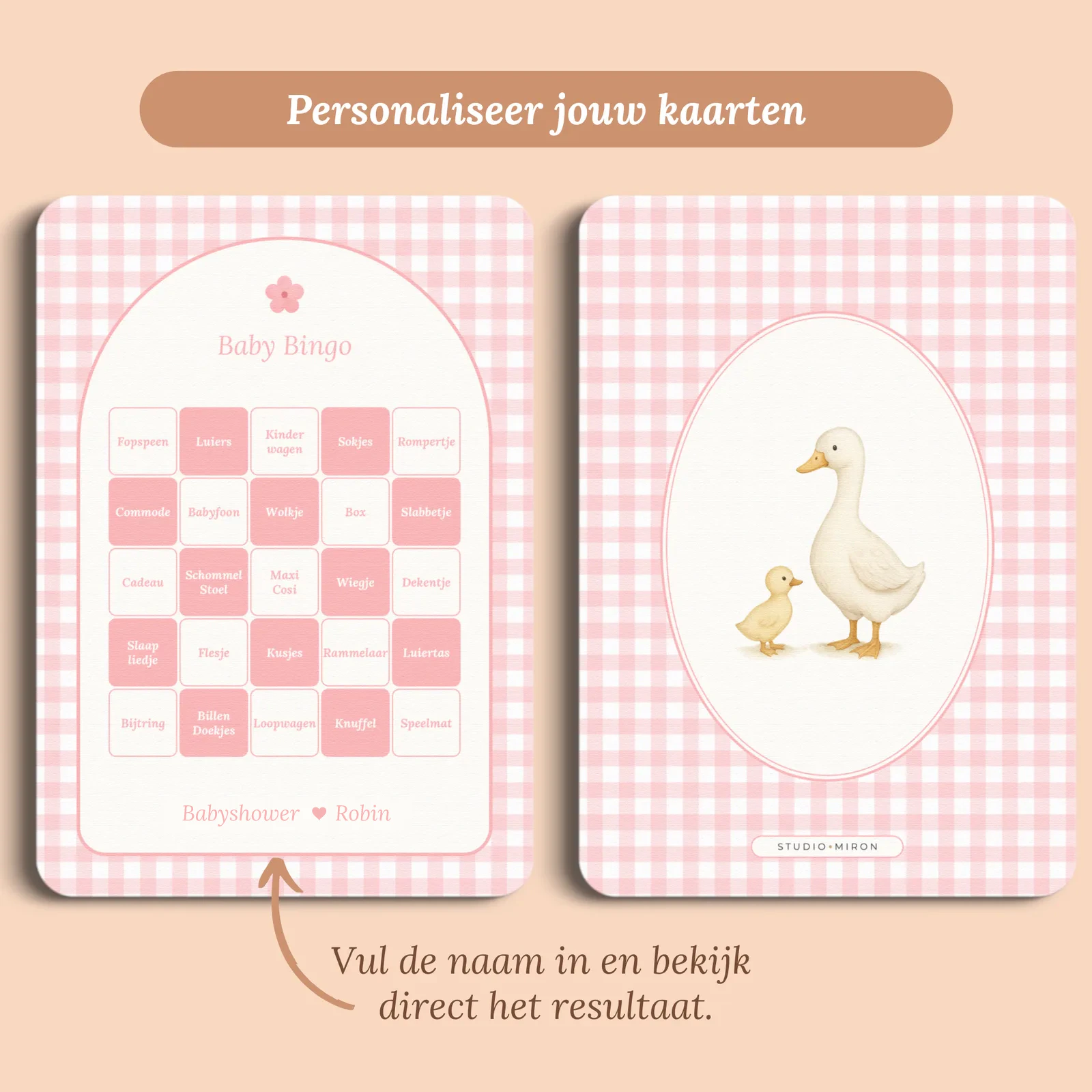 Aperçu de la carte avec le prénom que vous saisissez