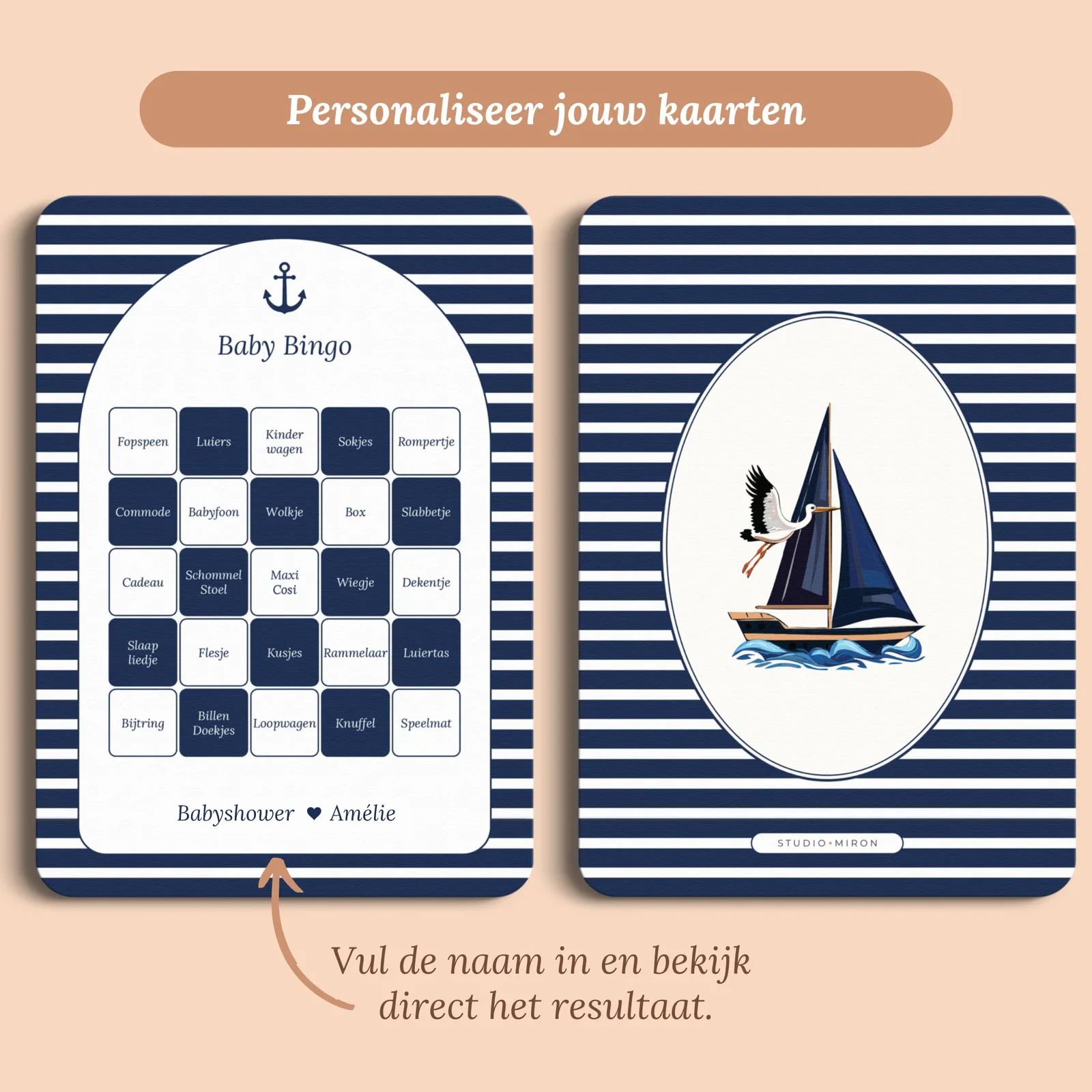Aperçu de la carte avec le prénom que vous saisissez