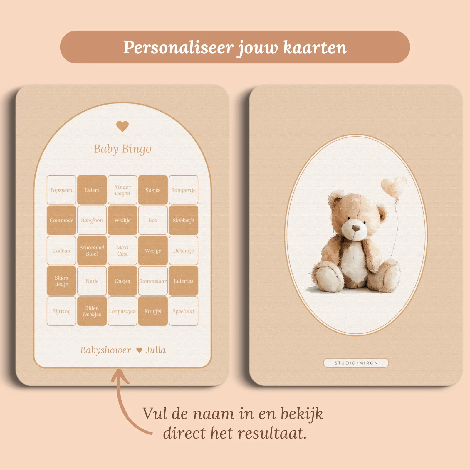 Aperçu de la carte avec le prénom que vous saisissez