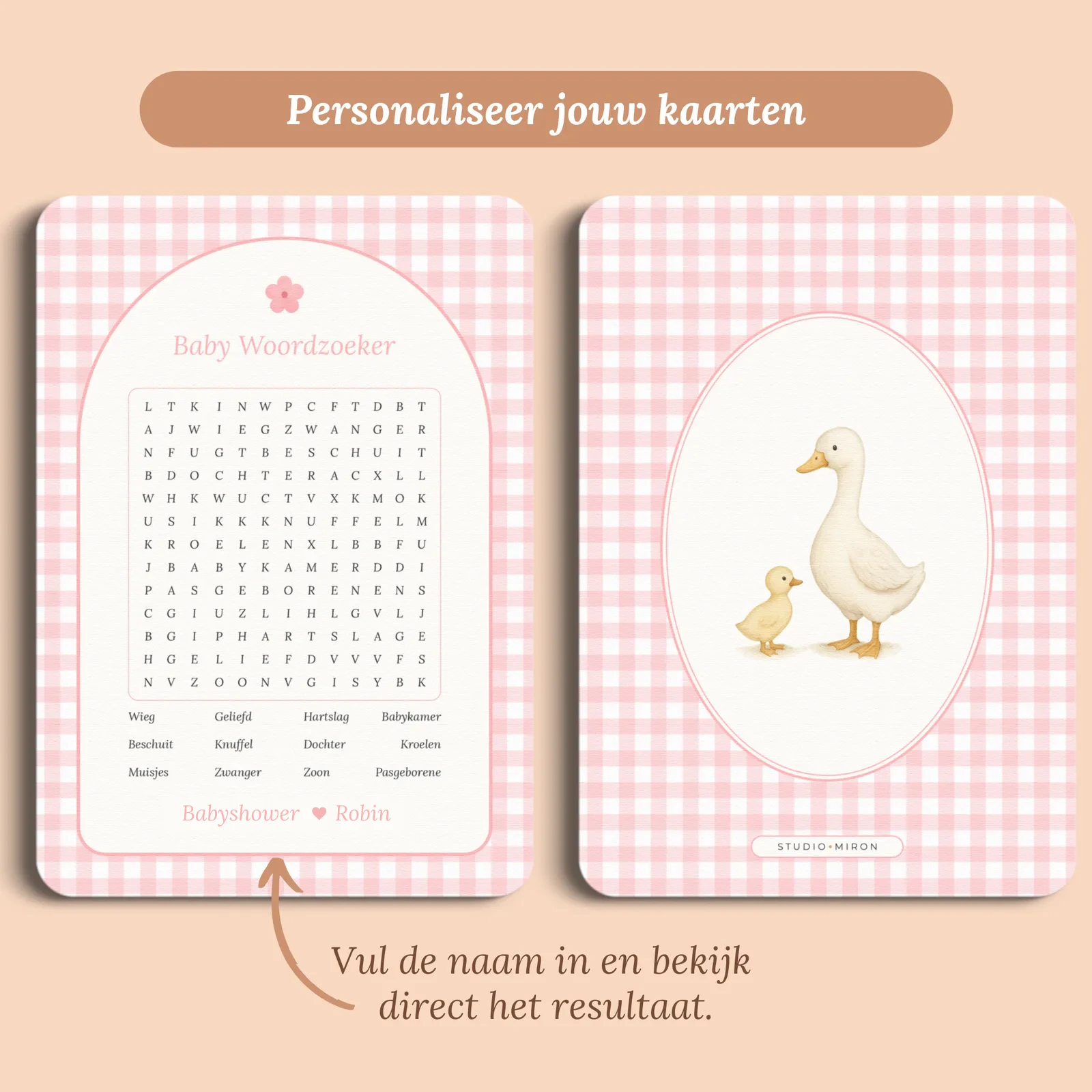 Aperçu de la carte avec le prénom que vous saisissez
