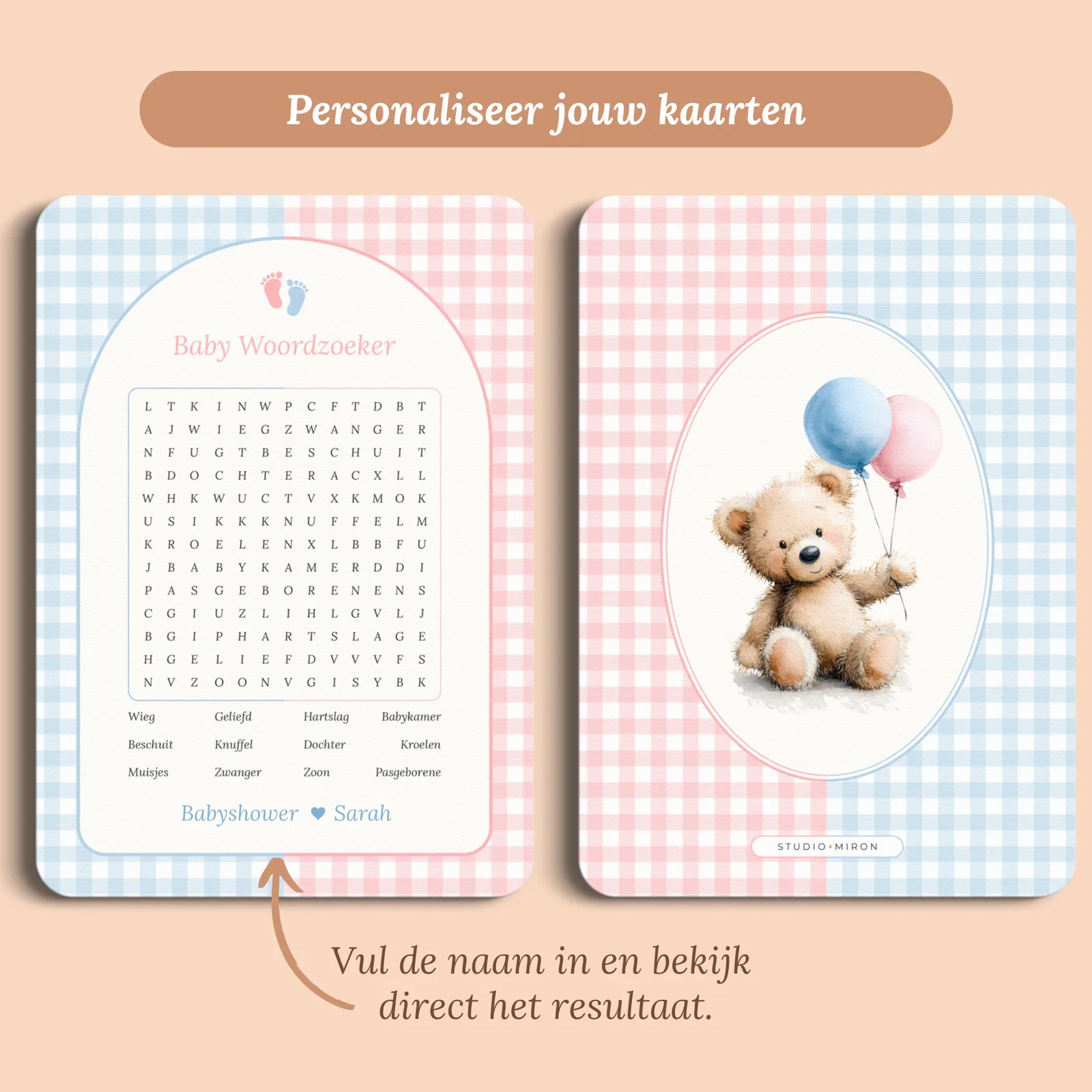 Aperçu de la carte avec le prénom que vous saisissez