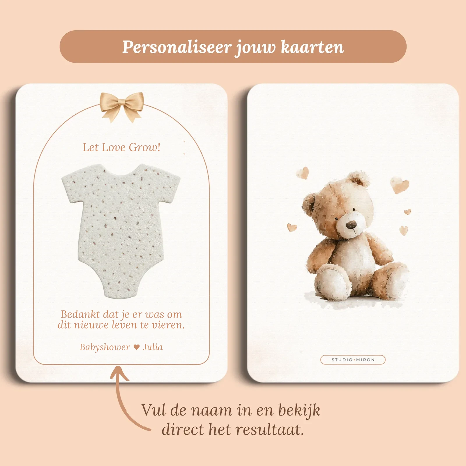 Aperçu de la carte avec le prénom que vous saisissez