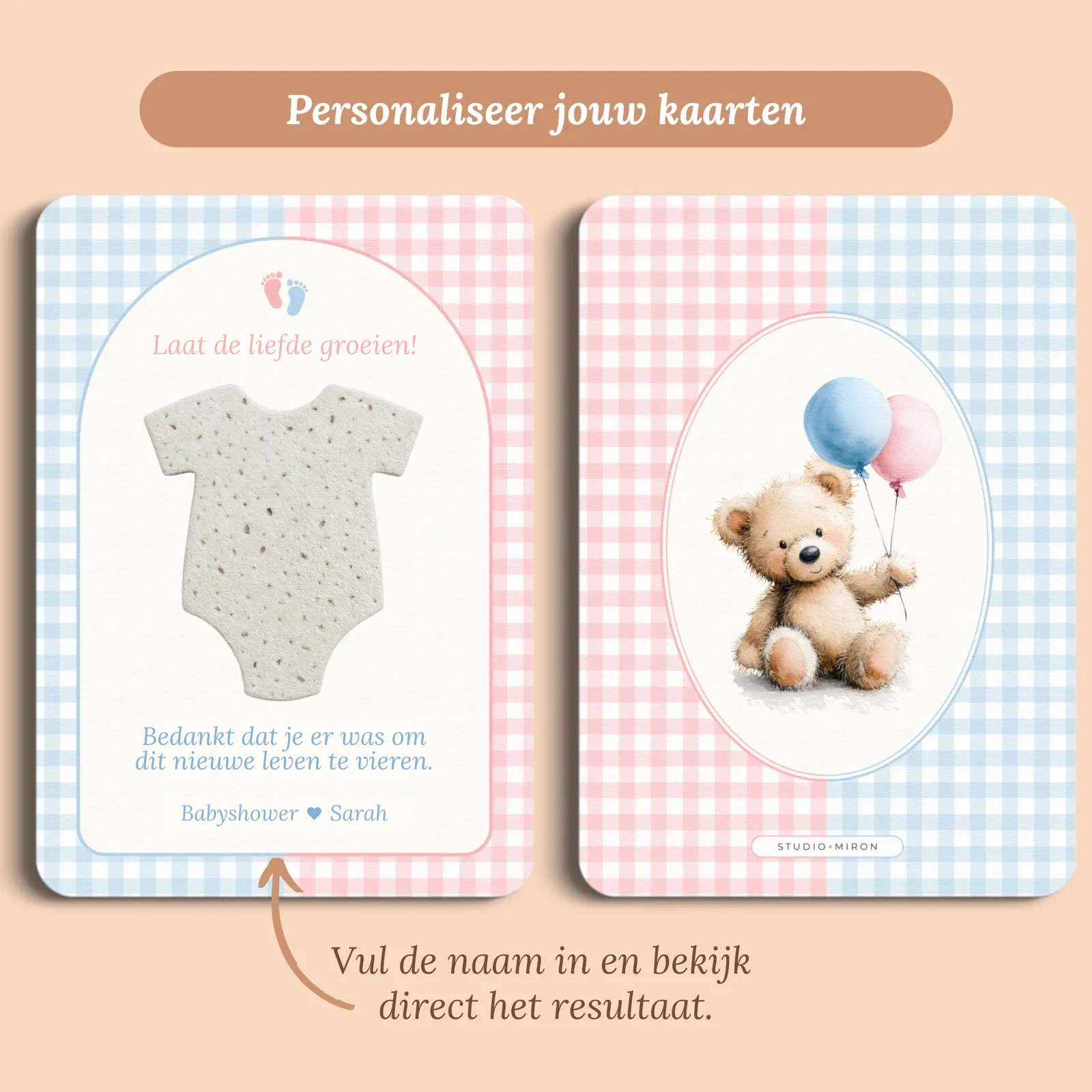 Aperçu de la carte avec le prénom que vous saisissez