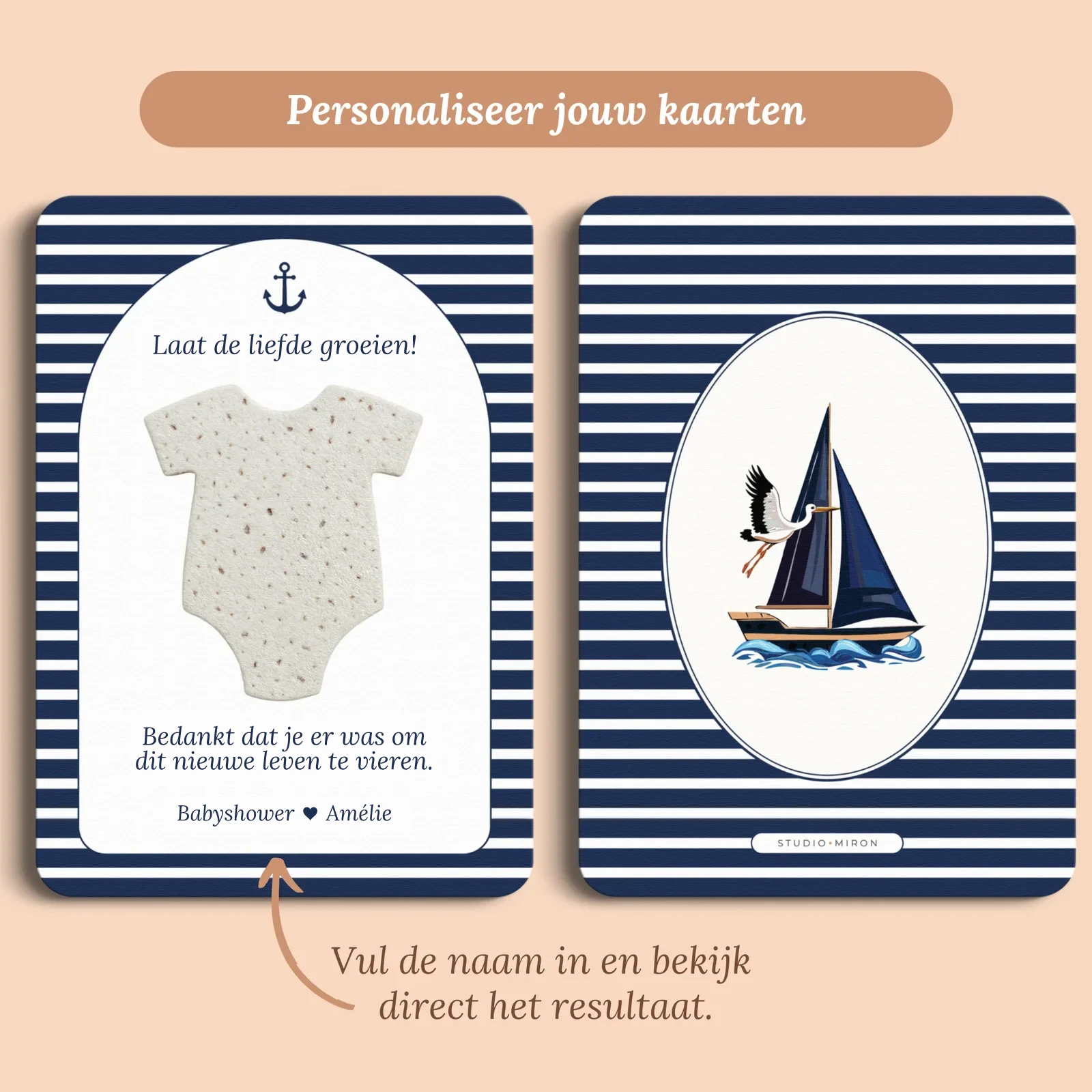 Aperçu de la carte avec le prénom que vous saisissez