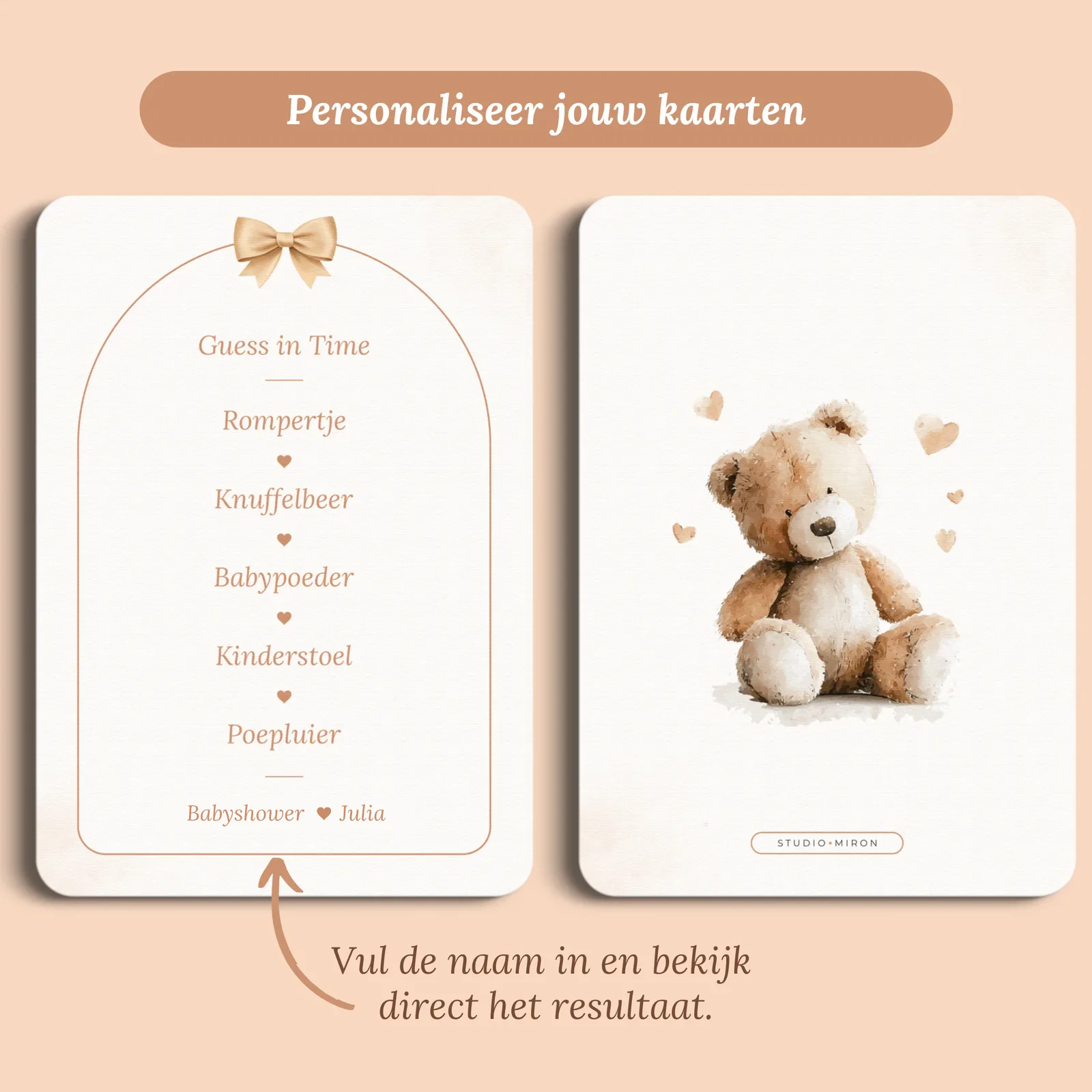 Aperçu de la carte avec le prénom que vous saisissez
