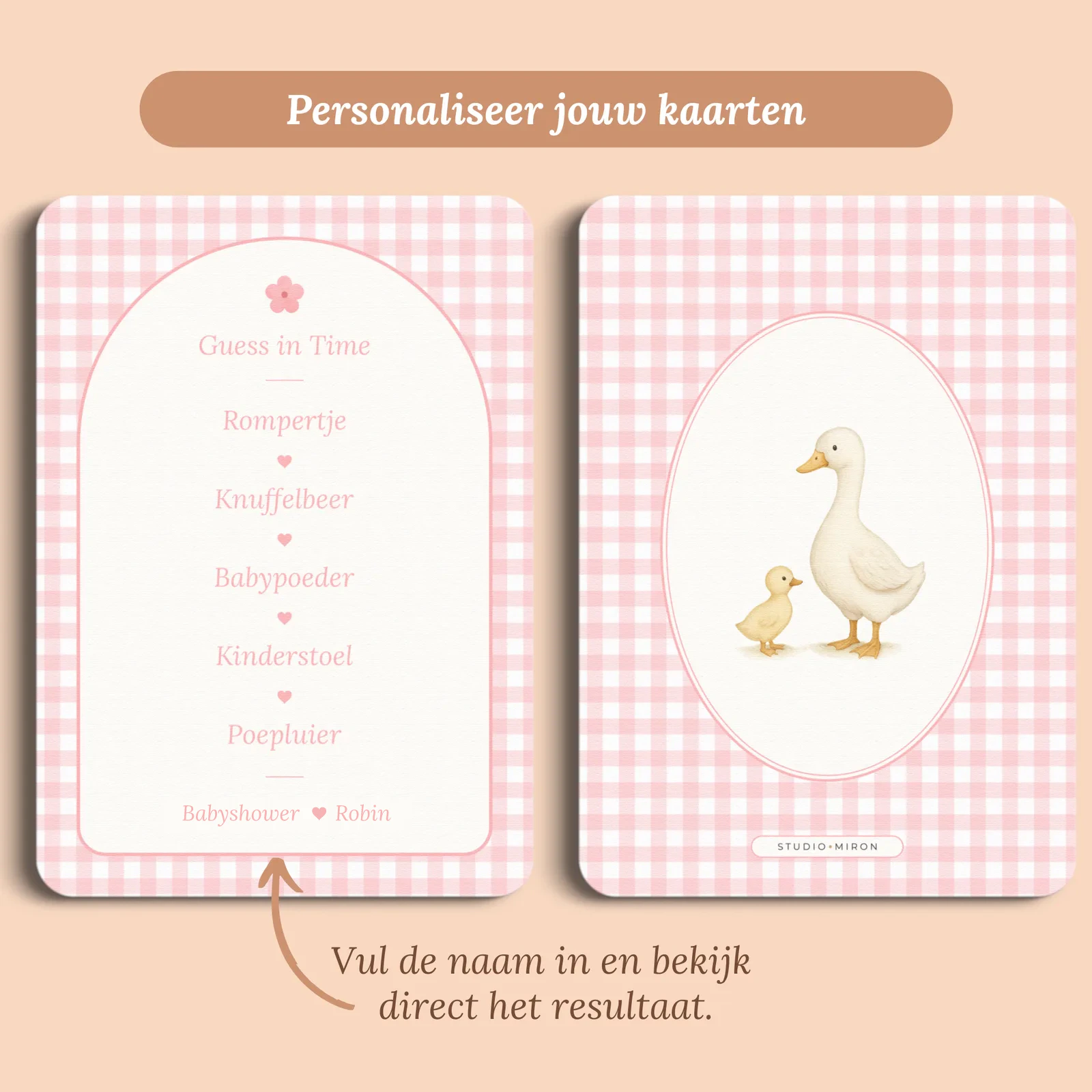 Aperçu de la carte avec le prénom que vous saisissez