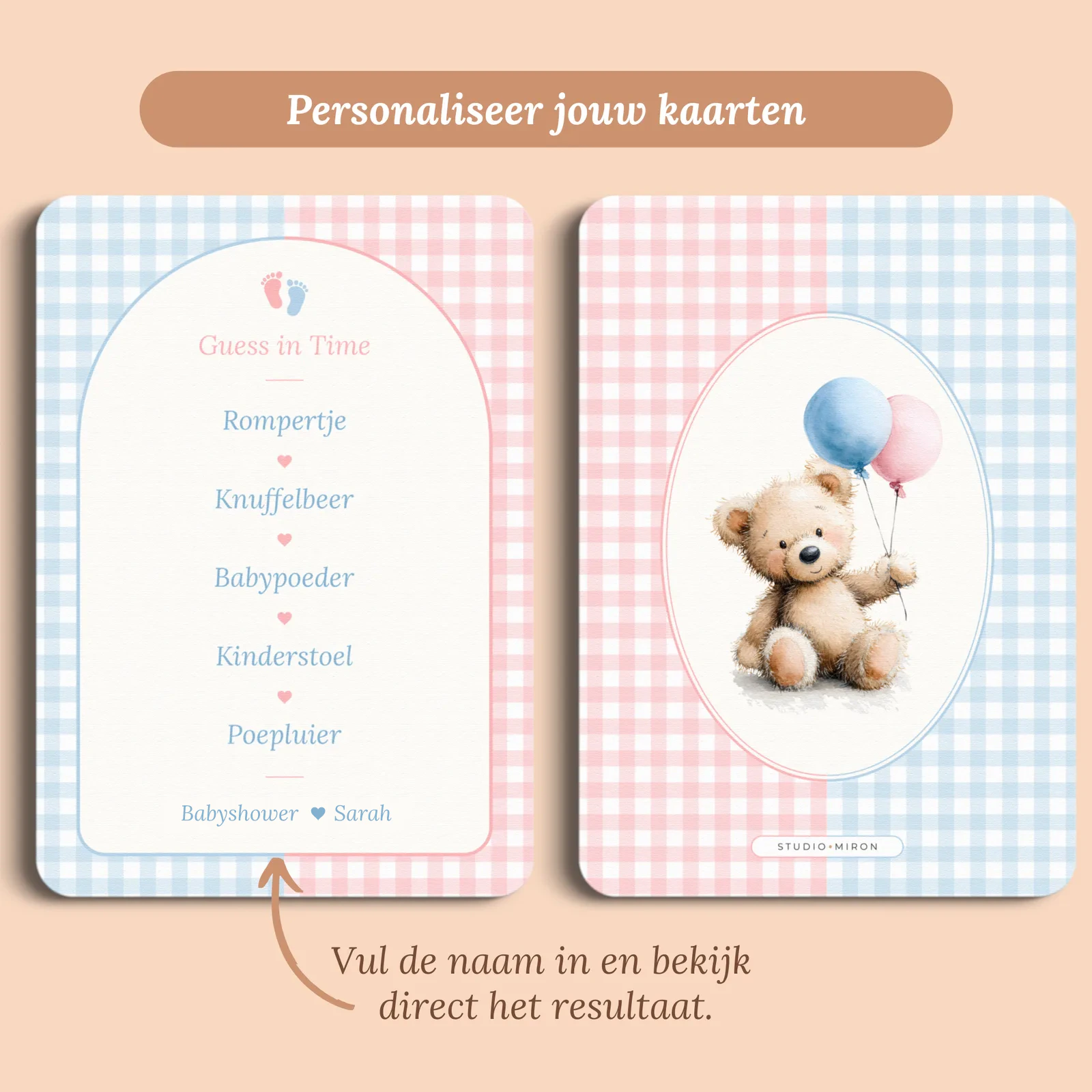 Aperçu de la carte avec le prénom que vous saisissez