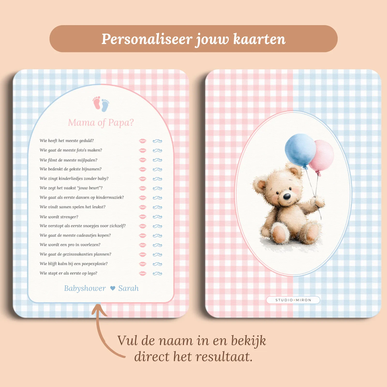 Aperçu de la carte avec le prénom que vous saisissez