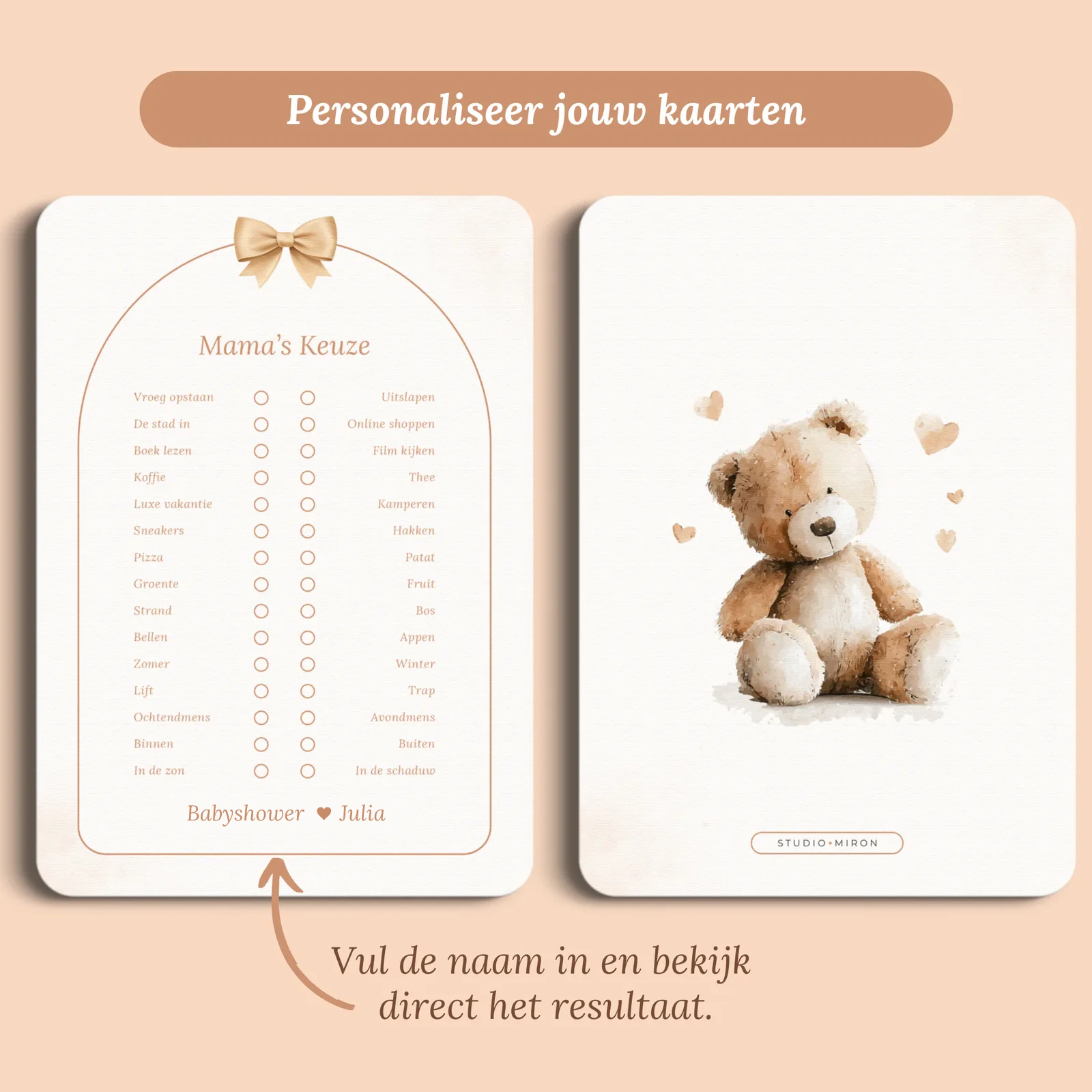 Aperçu de la carte avec le prénom que vous saisissez