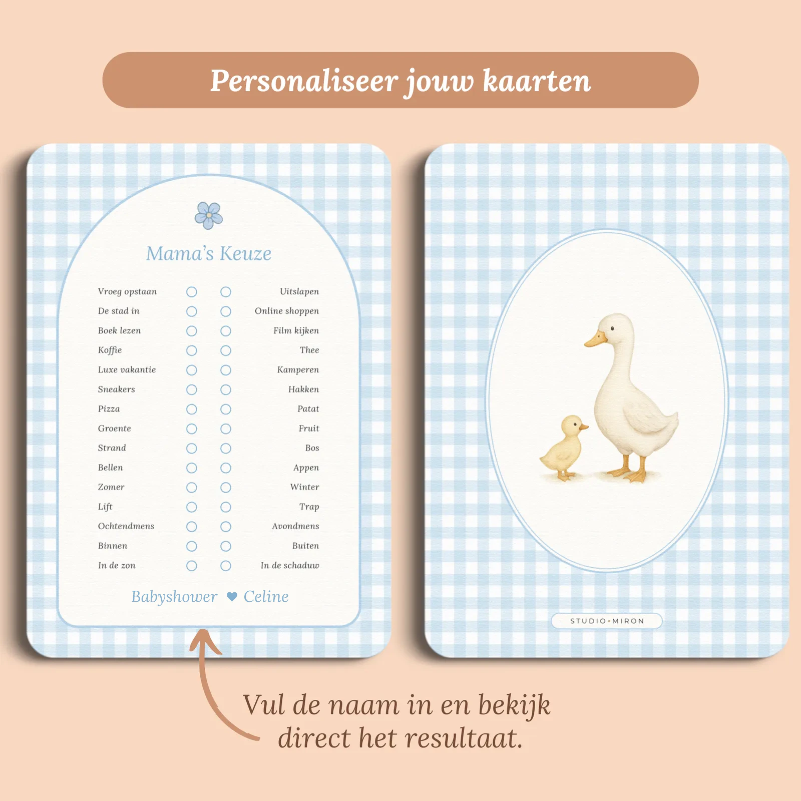 Aperçu de la carte avec le prénom que vous saisissez