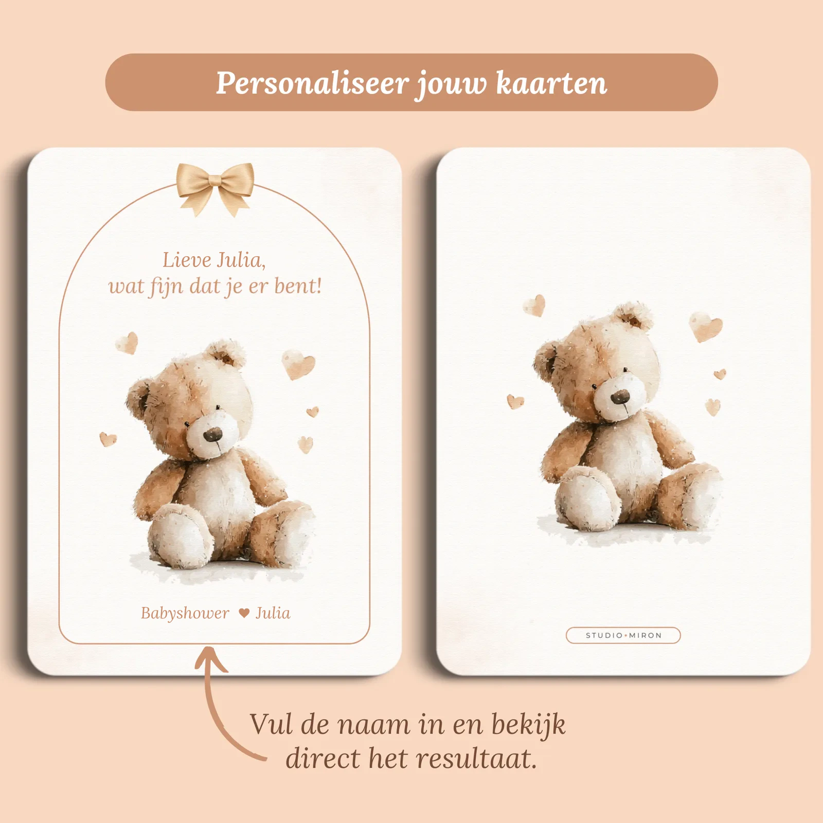 Aperçu de la carte avec le prénom que vous saisissez