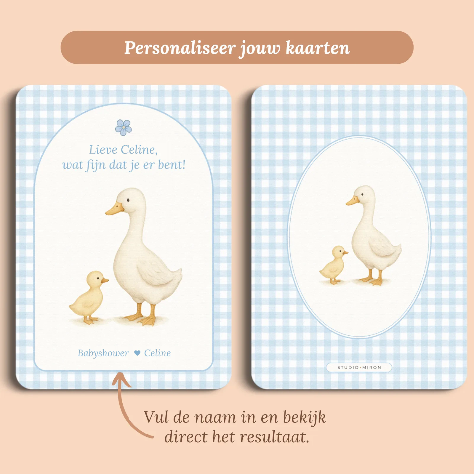 Aperçu de la carte avec le prénom que vous saisissez