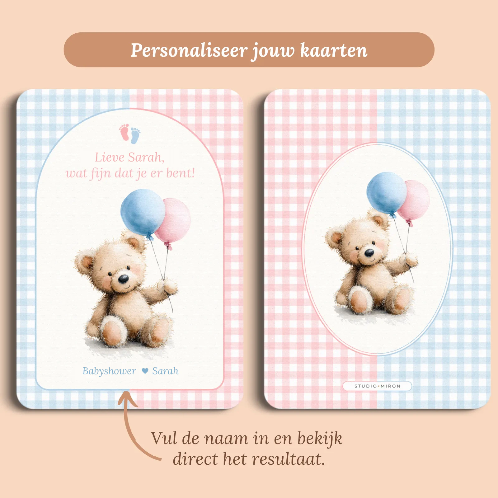 Aperçu de la carte avec le prénom que vous saisissez