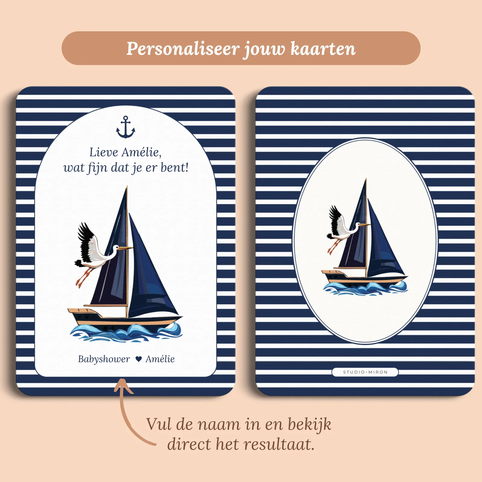 Aperçu de la carte avec le prénom que vous saisissez