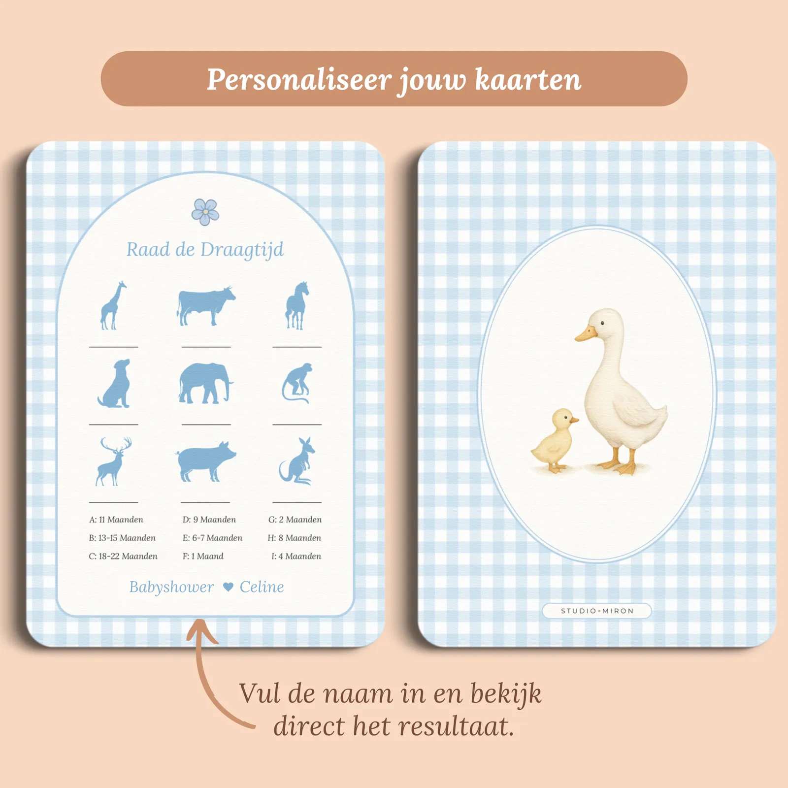 Aperçu de la carte avec le prénom que vous saisissez
