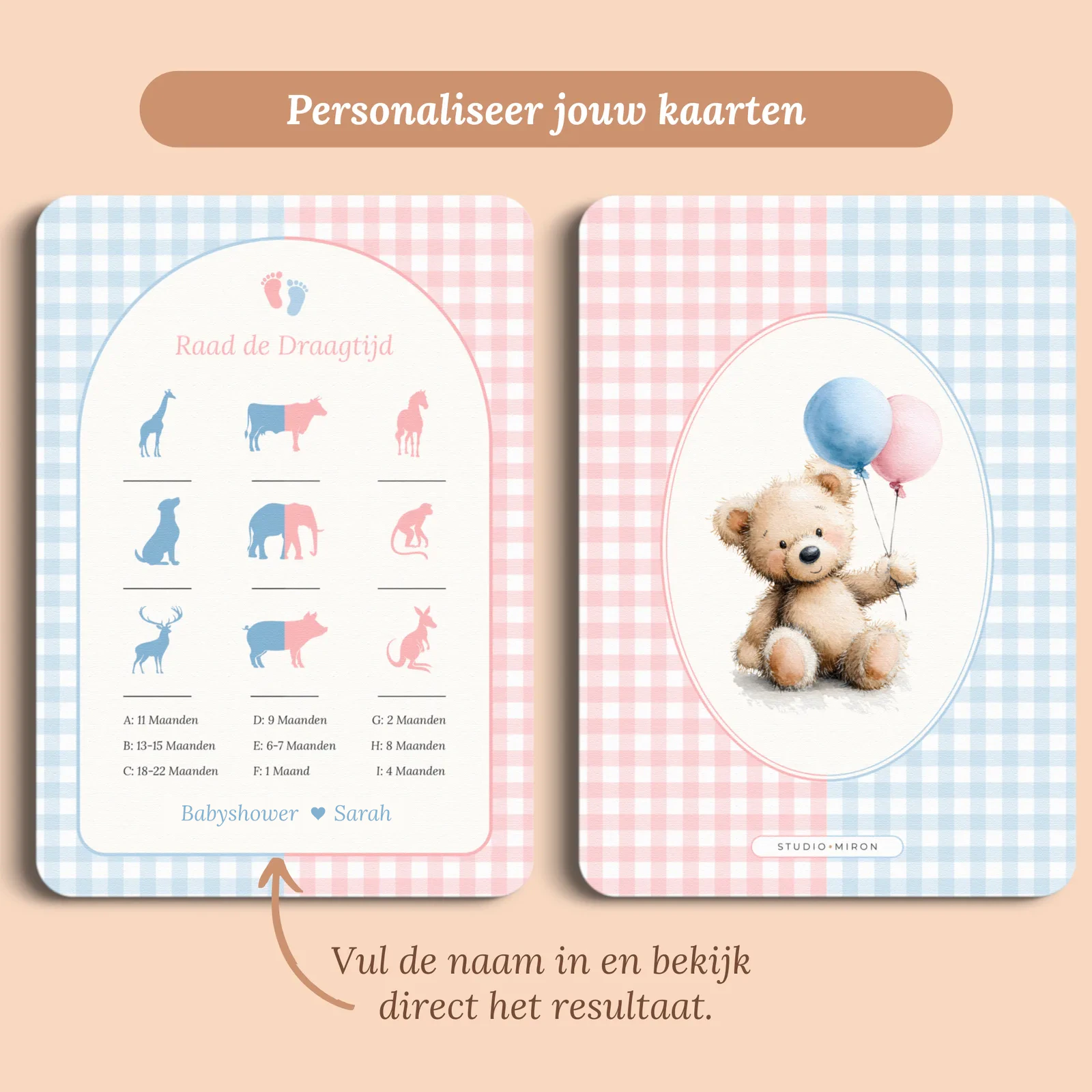 Aperçu de la carte avec le prénom que vous saisissez