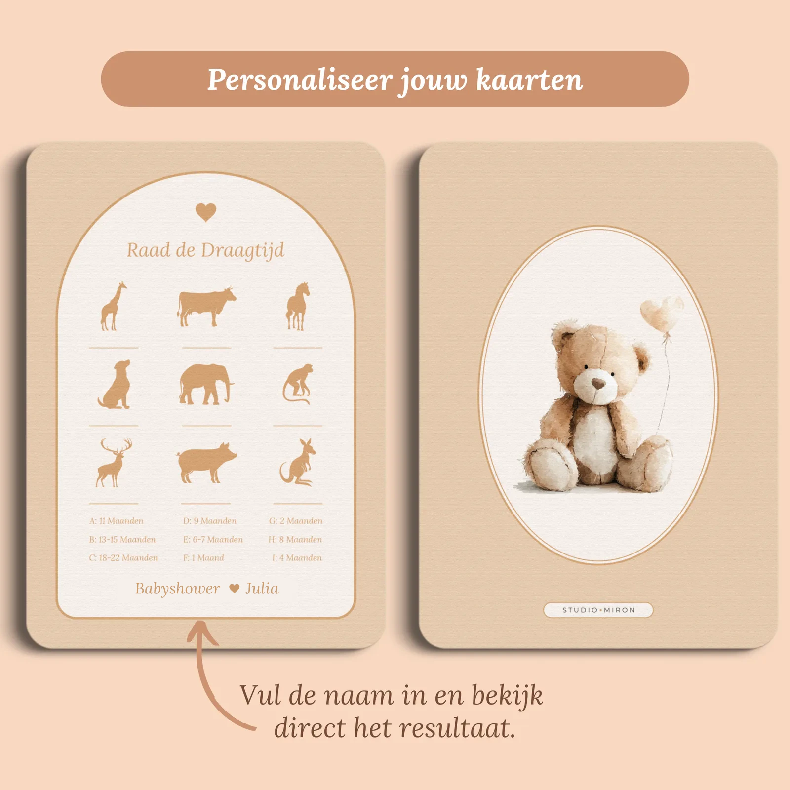 Aperçu de la carte avec le prénom que vous saisissez