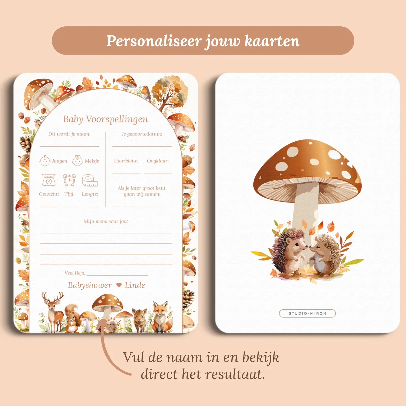 Aperçu de la carte avec le prénom que vous saisissez