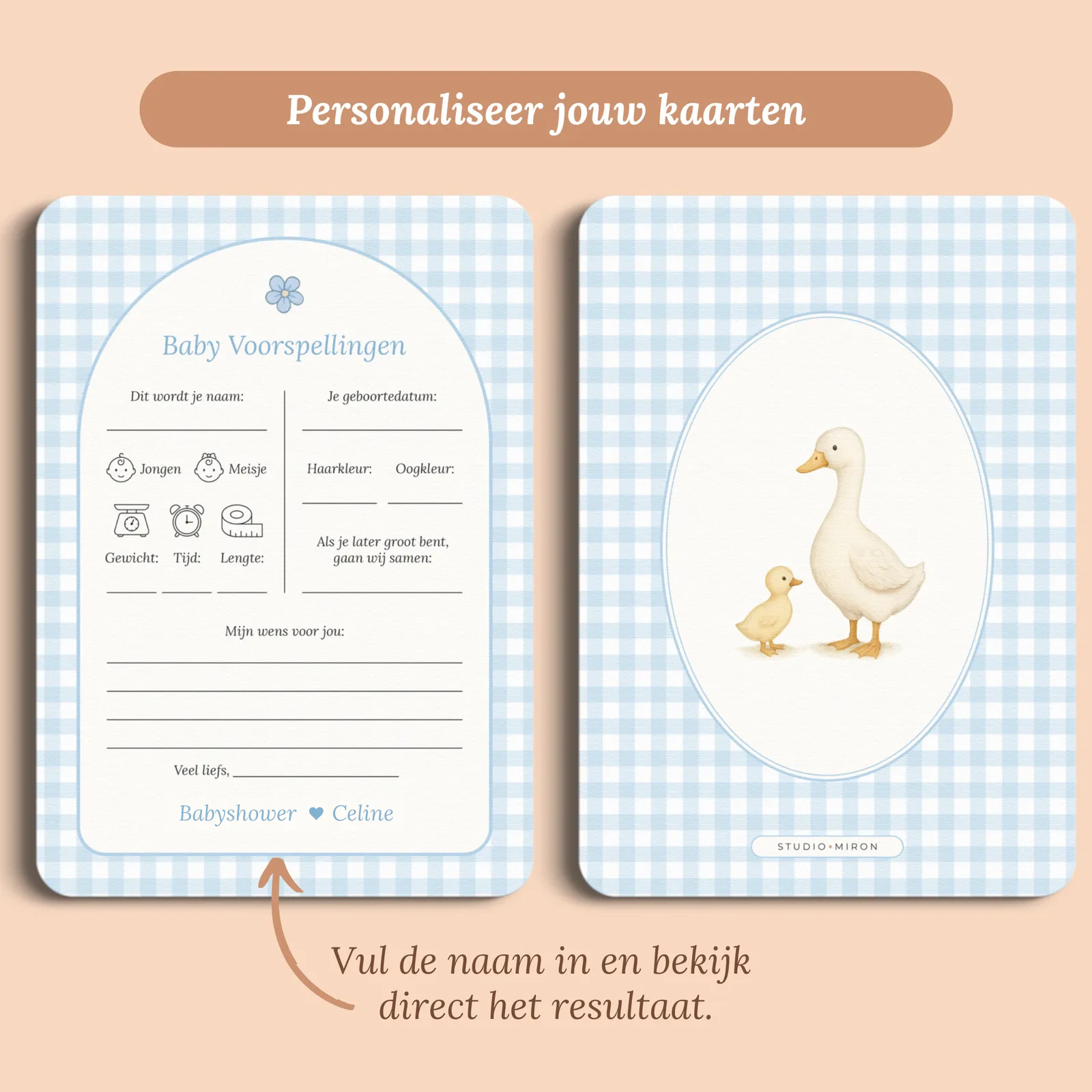 Aperçu de la carte avec le prénom que vous saisissez