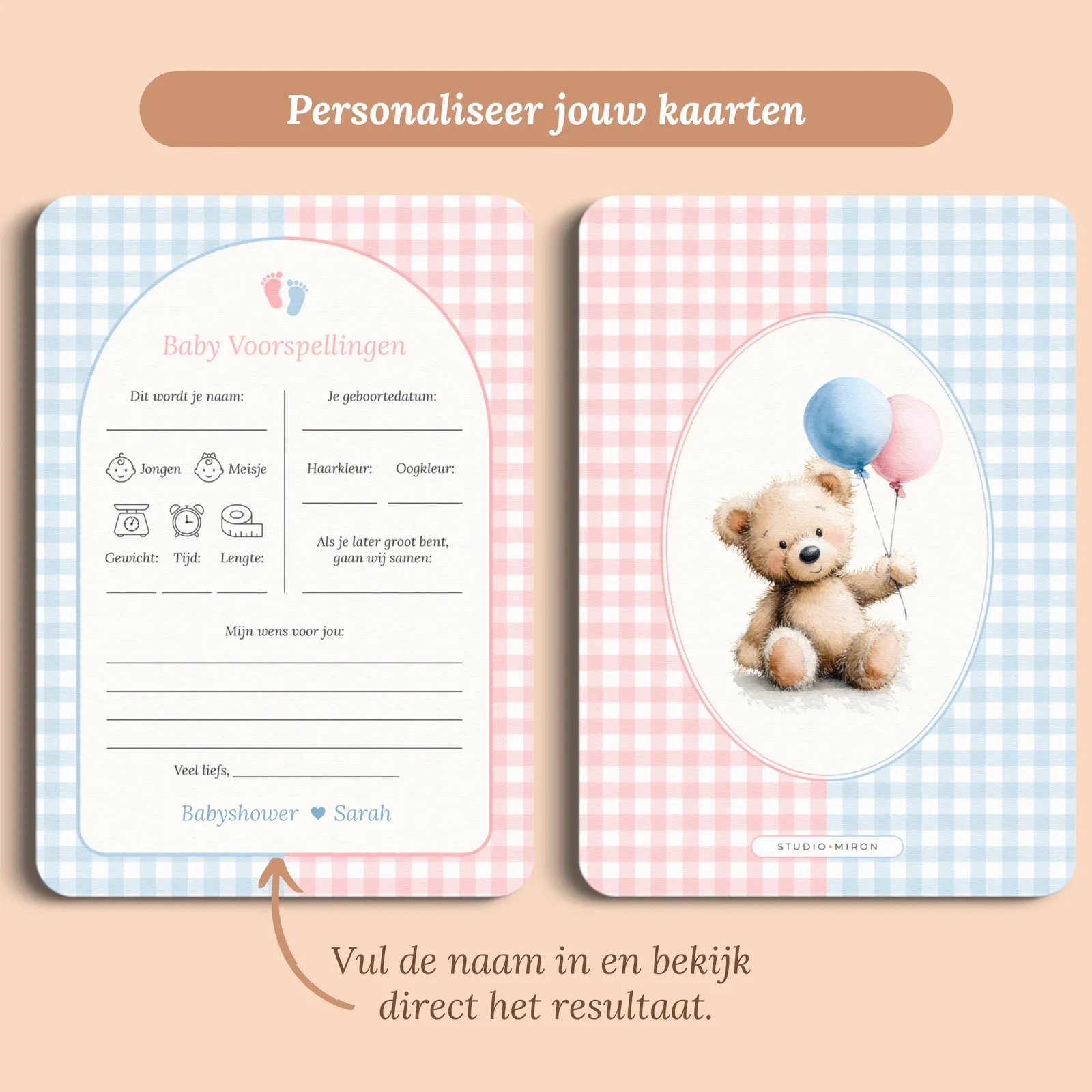 Aperçu de la carte avec le prénom que vous saisissez