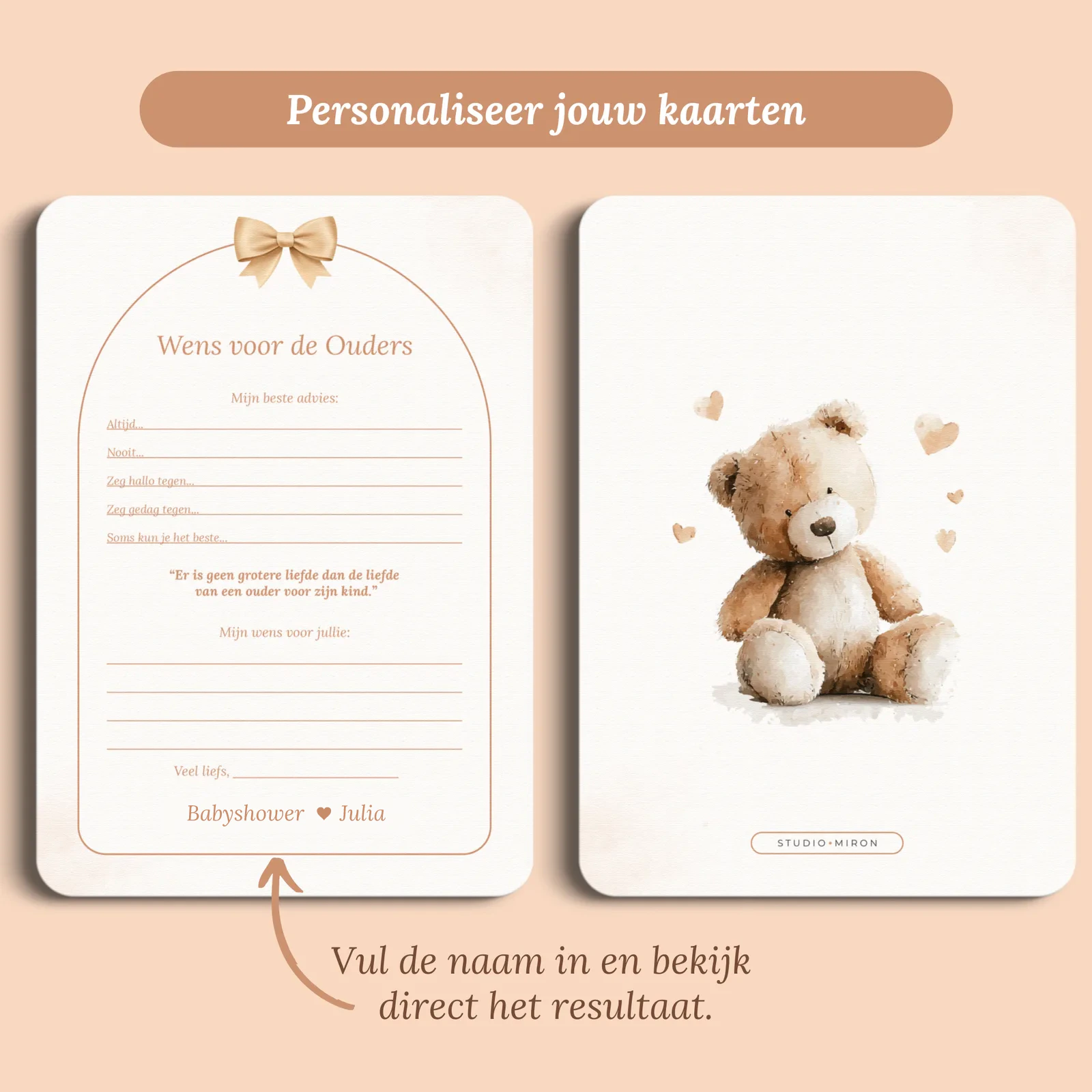 Aperçu de la carte avec le prénom que vous saisissez