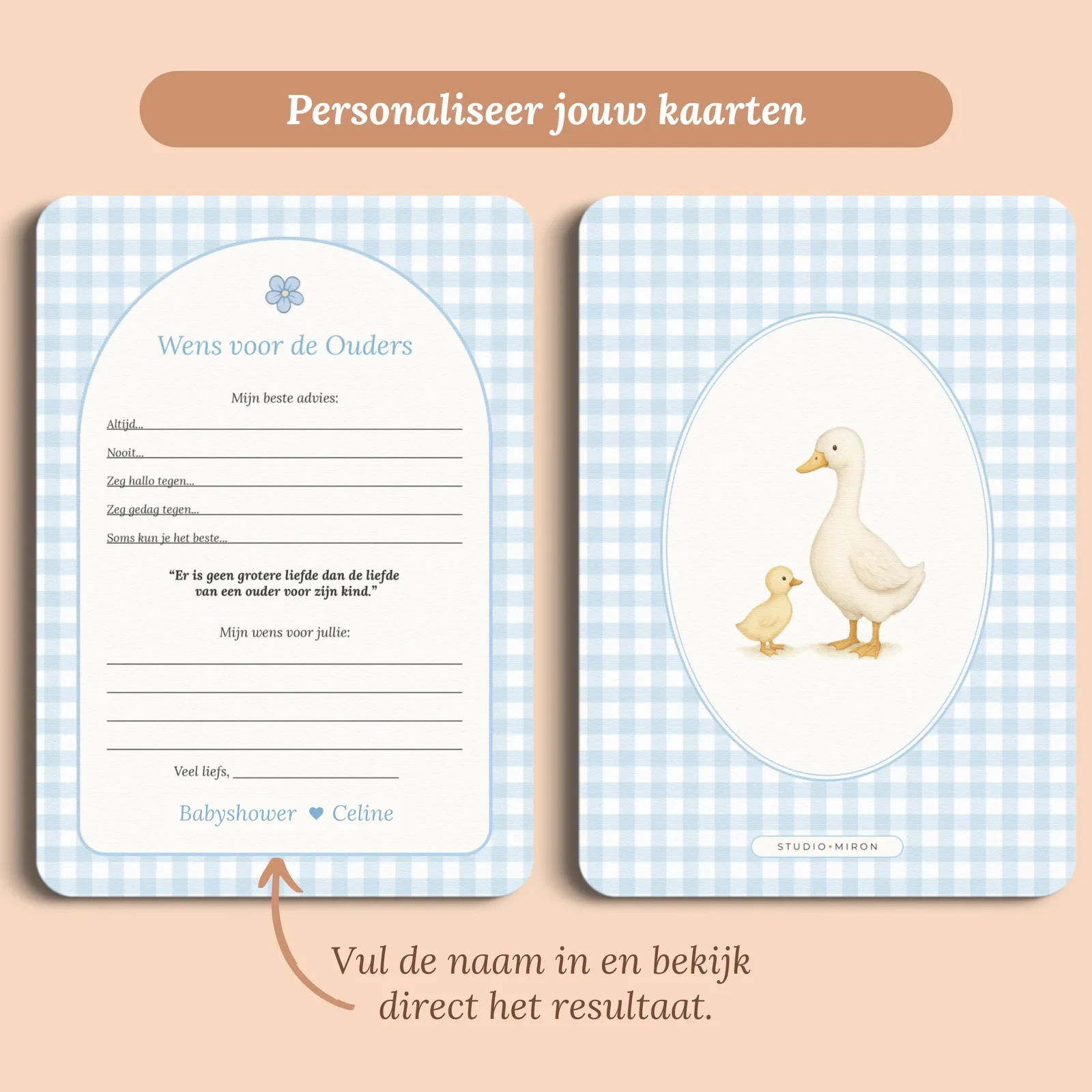 Aperçu de la carte avec le prénom que vous saisissez