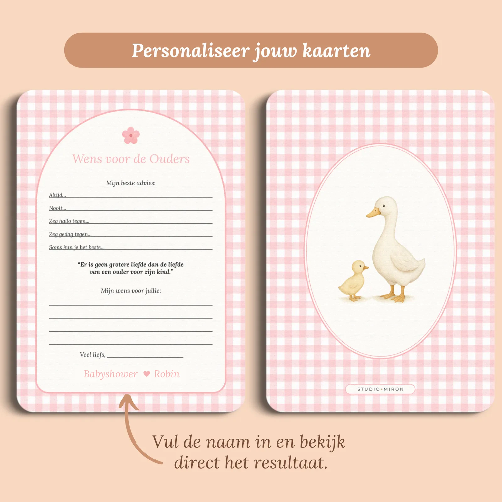 Aperçu de la carte avec le prénom que vous saisissez