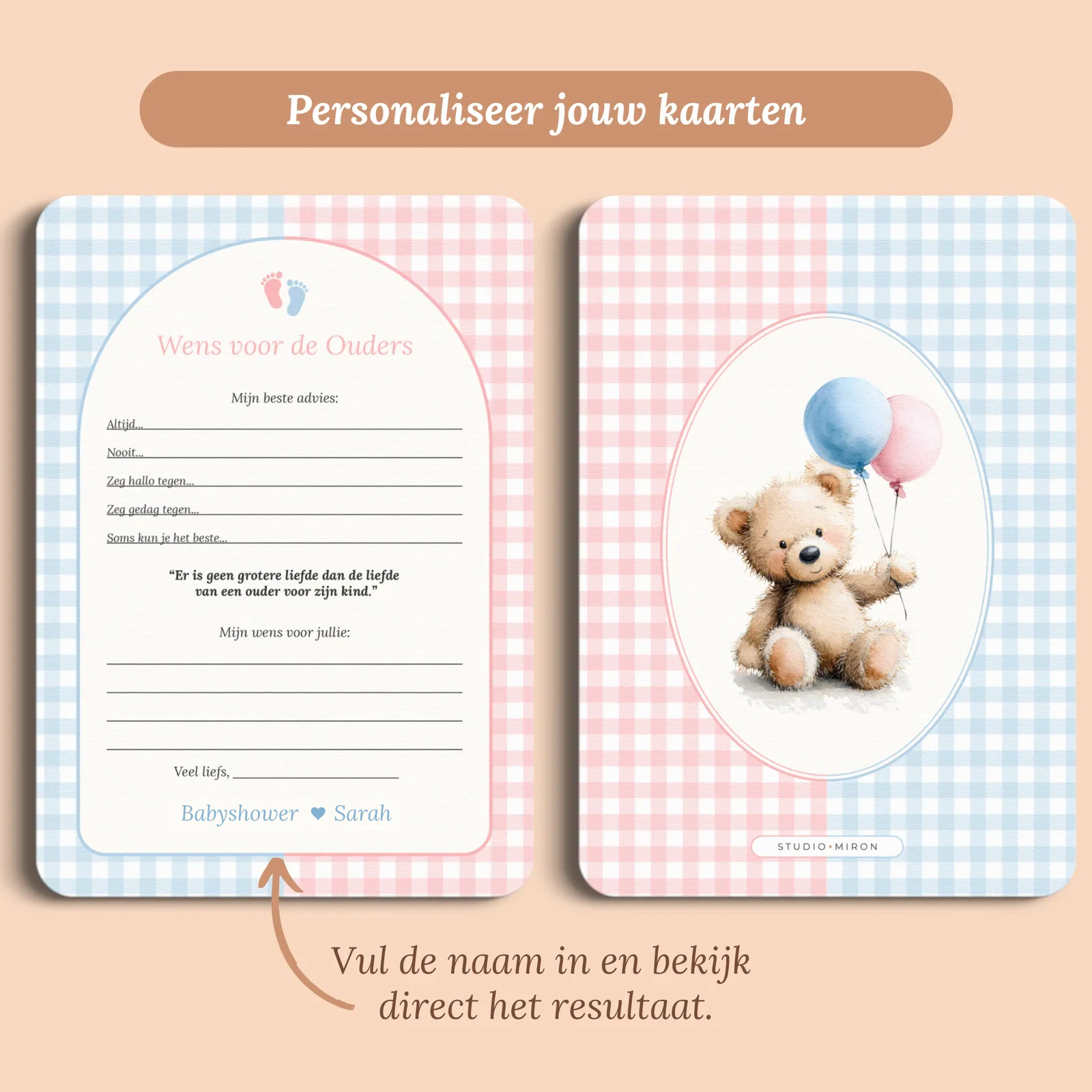 Aperçu de la carte avec le prénom que vous saisissez