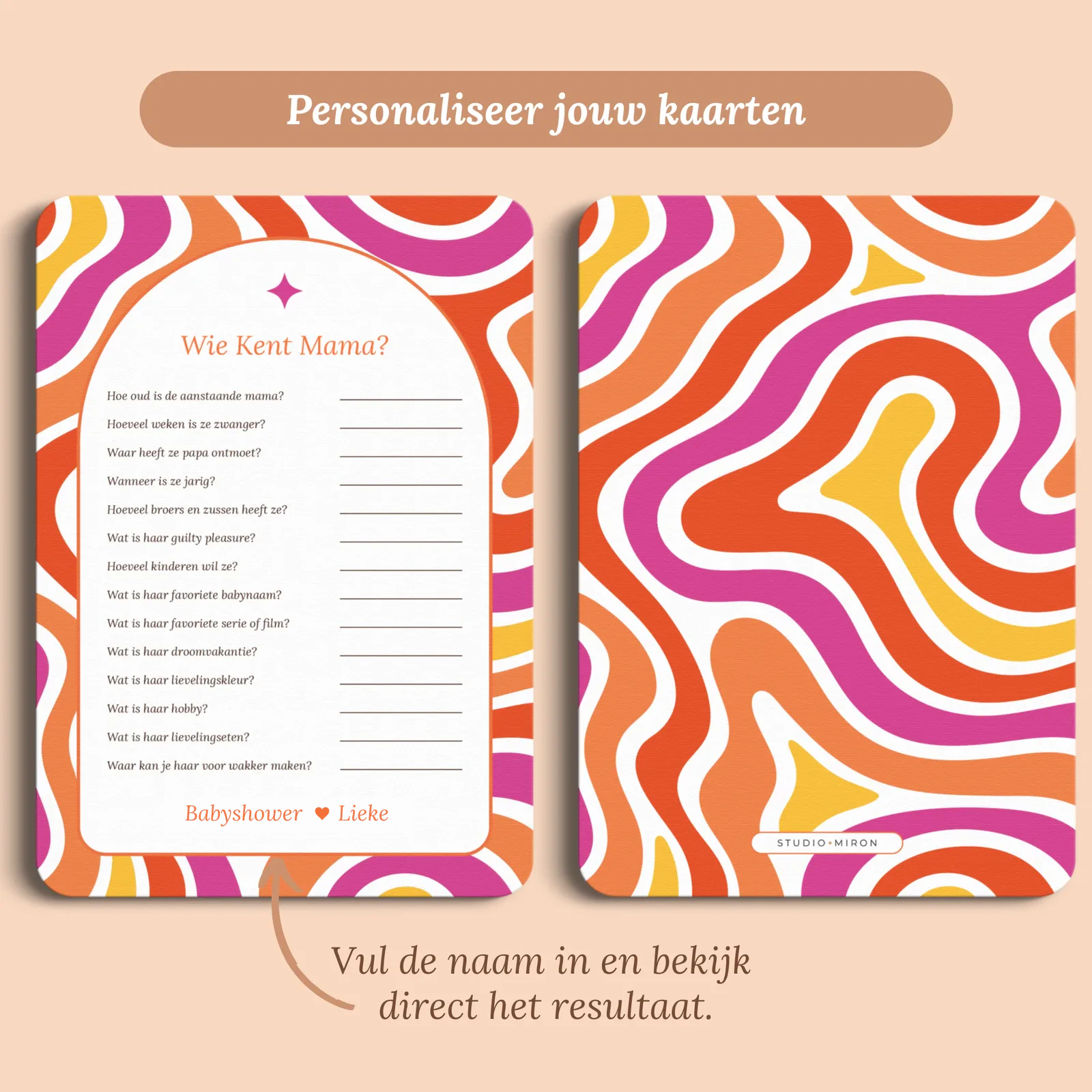 Aperçu de la carte avec le prénom que vous saisissez