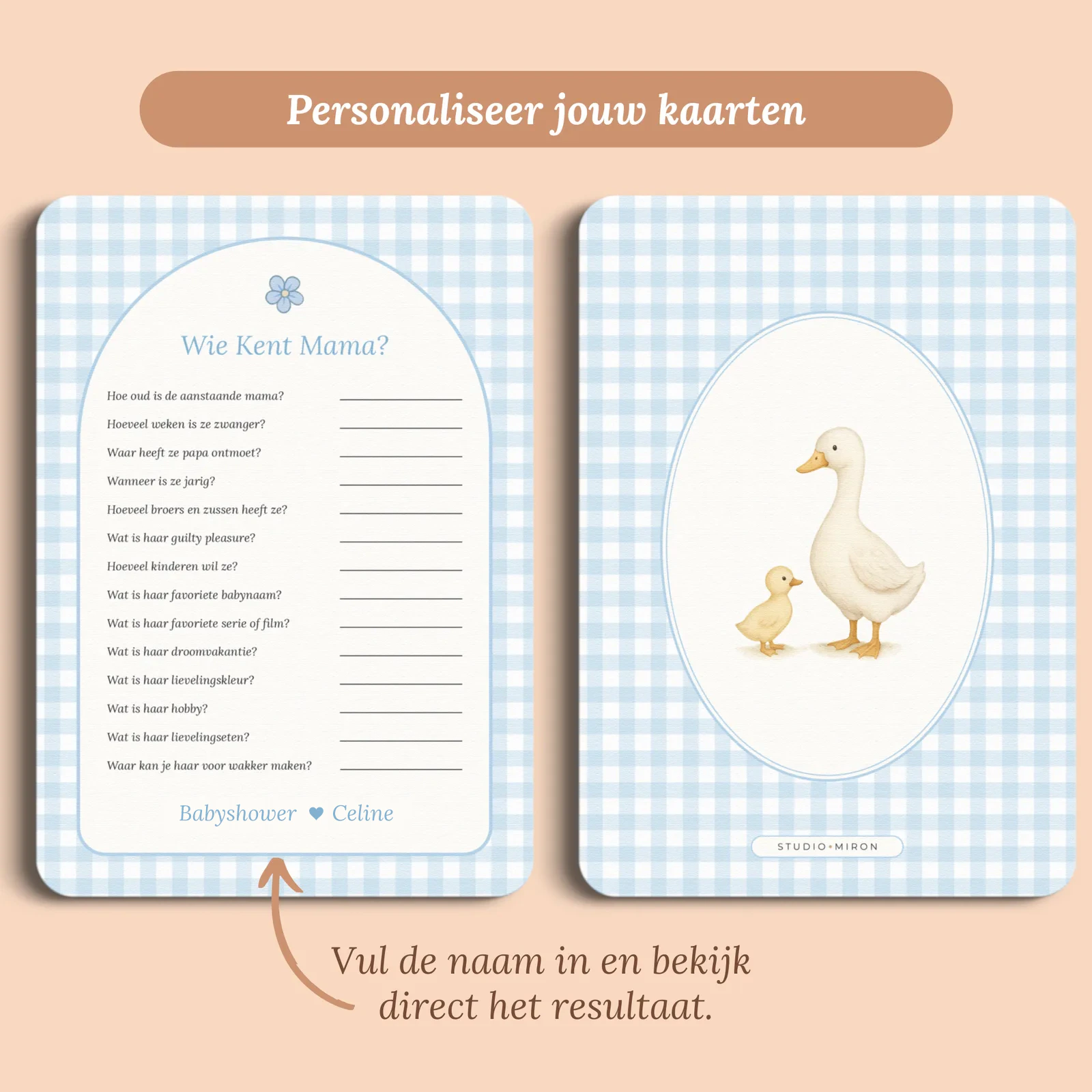 Aperçu de la carte avec le prénom que vous saisissez