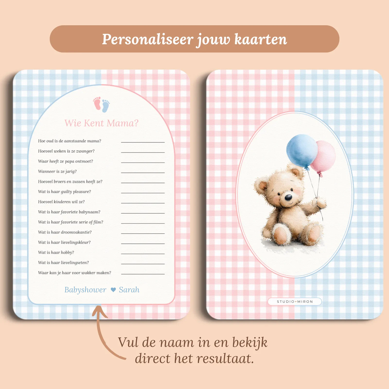 Aperçu de la carte avec le prénom que vous saisissez